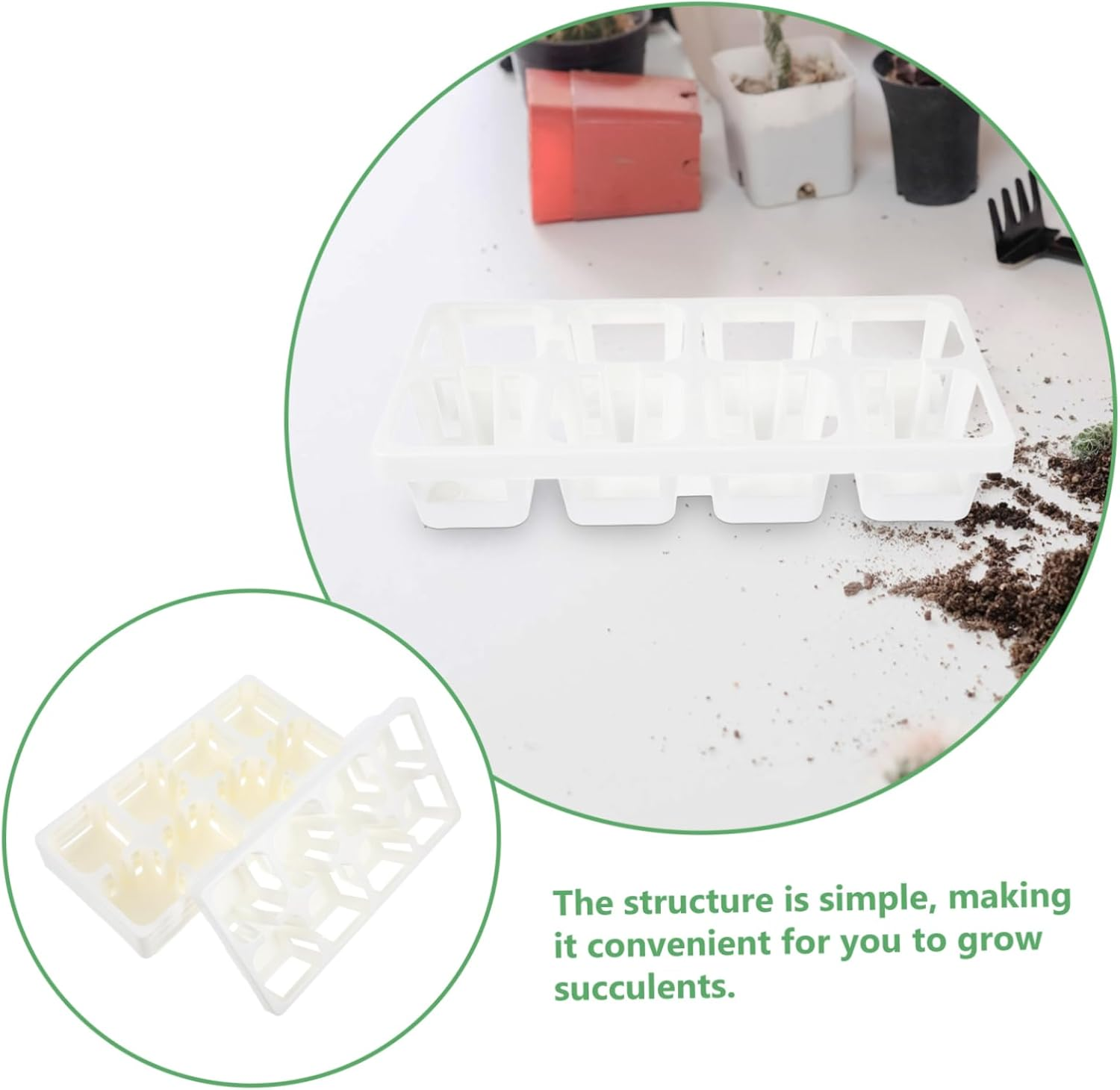 Happyyami 4Pcs Tiny Planting Tray Rack Plastic Nursery Pot Holders for Succulents Storage Rack Germination Tray for Indoor Gardening