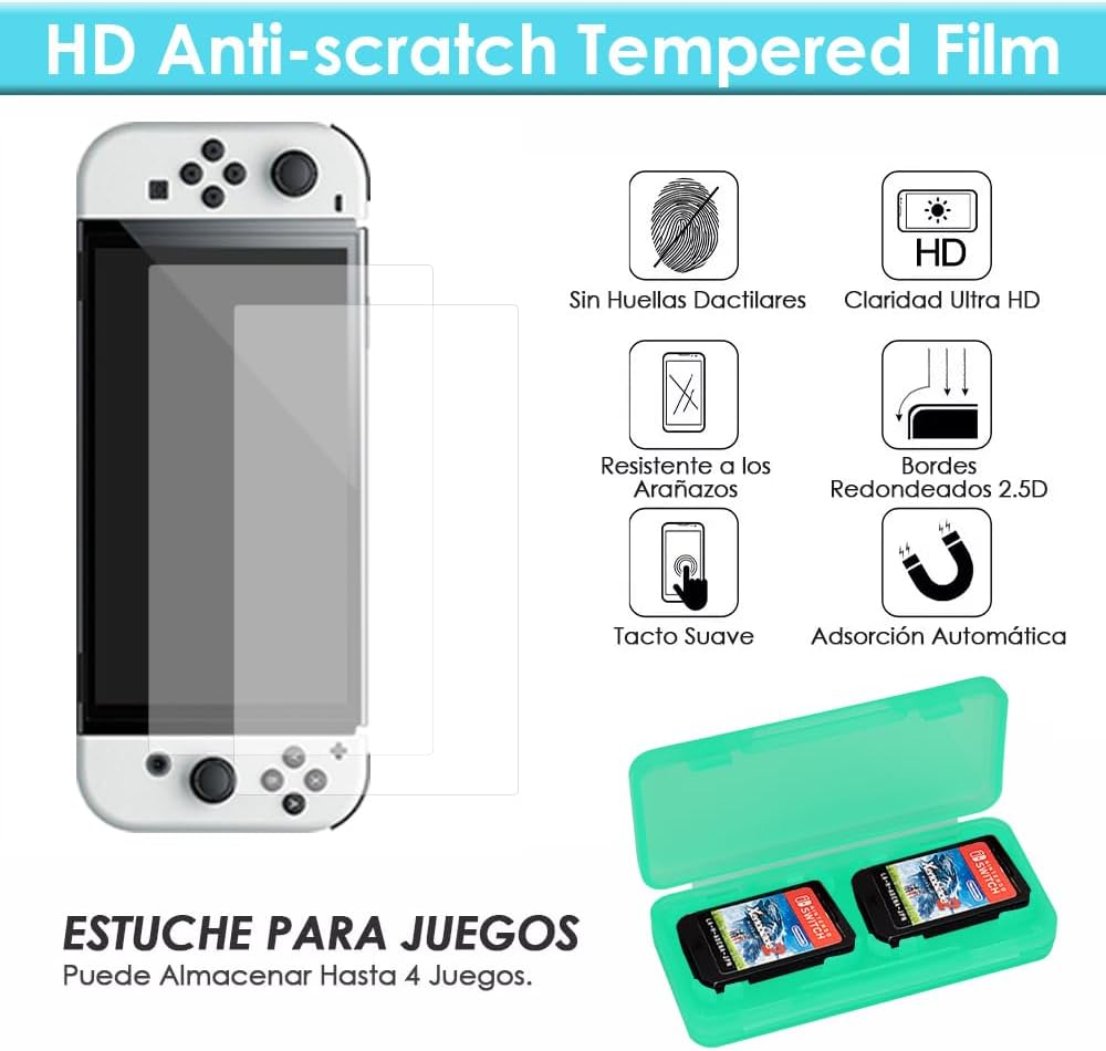 WOTOW 27 in 1 Accessory Kit for Nintendo Switch OLED with Animal Crossing Bag, Protective Crystal Cases for OLED, Tempered Films, Stand, Remote Sensing Caps, Game Card Case