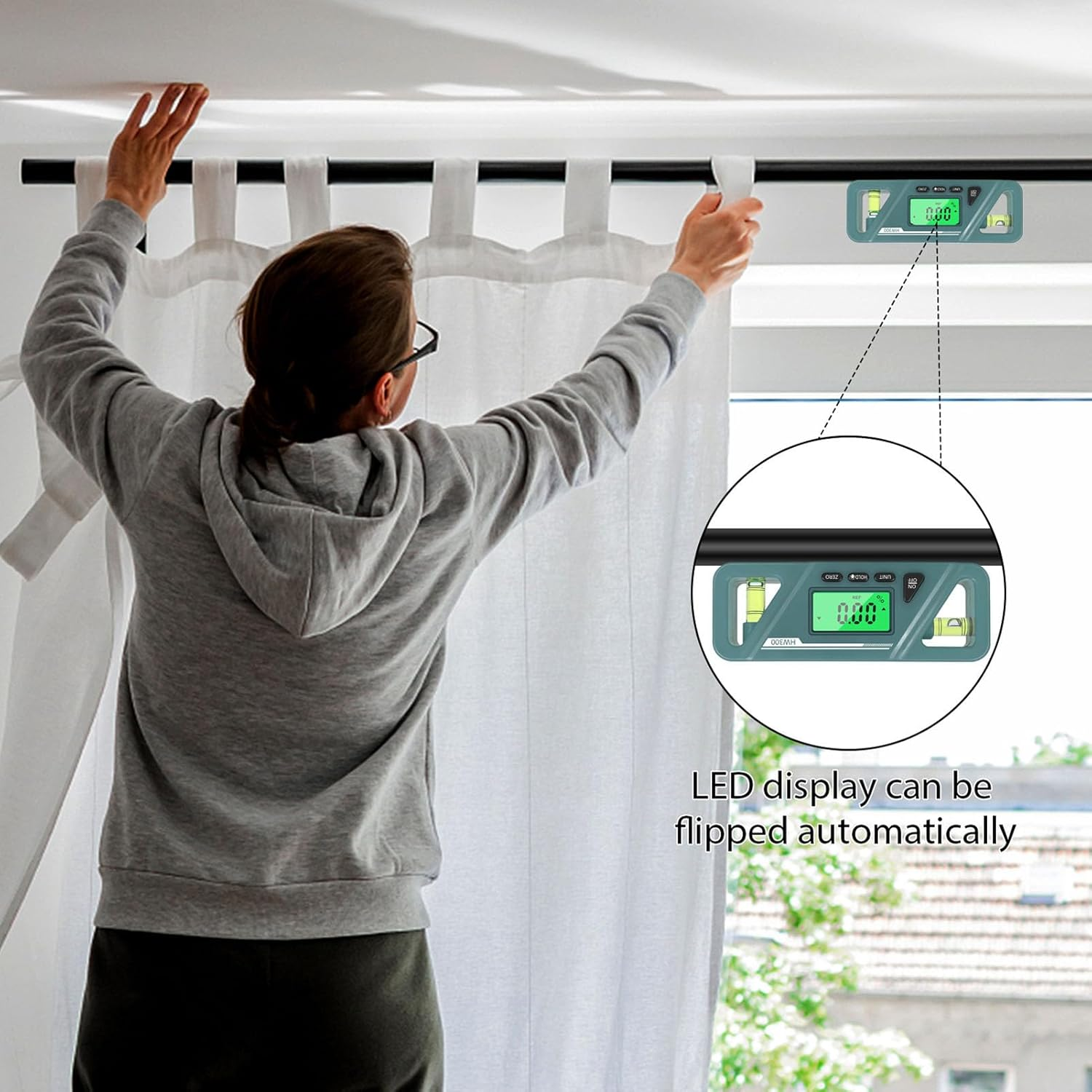 Digital Protractor Level Gauge, 4 X 90&deg; Magnetic Inclinometer with ABS Material for Woodworking, Automotive Repairs, Maintenance image number 6
