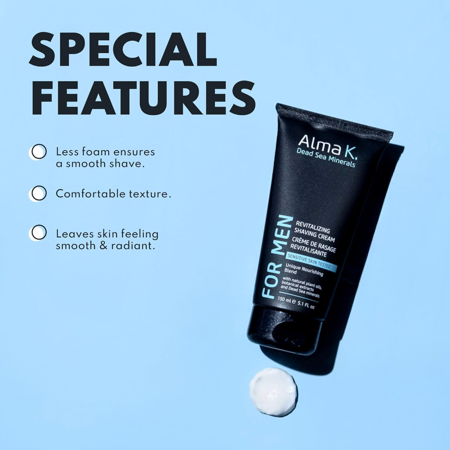 Alma K, Revitalizing Shaving Cream, Softens Hair for Easy Shave Suitable for Sensitive Skin, 150Ml image number 1