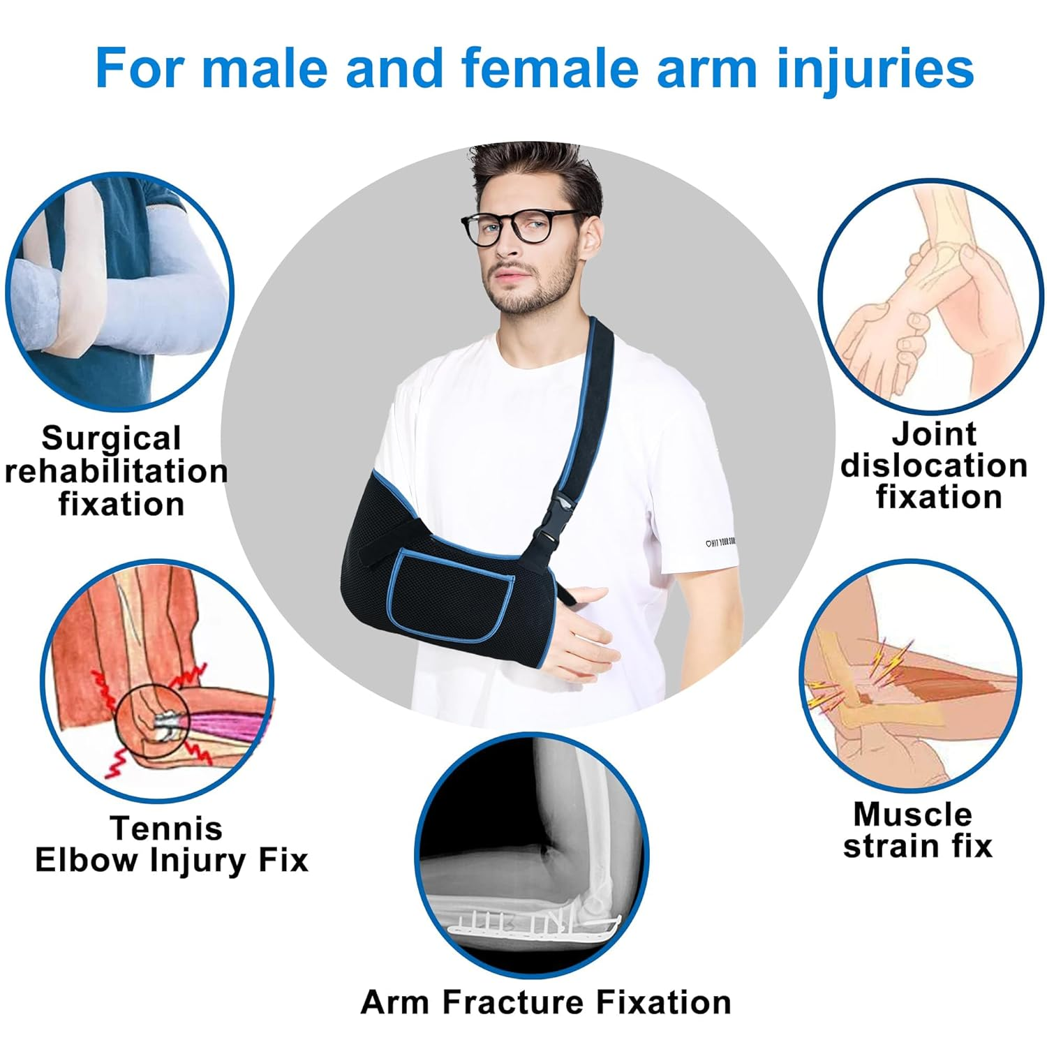 Arm Sling Shoulder Immobilizer - Rotator Cuff Support Brace - Comfortable Medical Sling for Shoulder Injury,Left and Right Arm,Men and Women,For Broken,Dislocated,Fracture,Strain image number 1