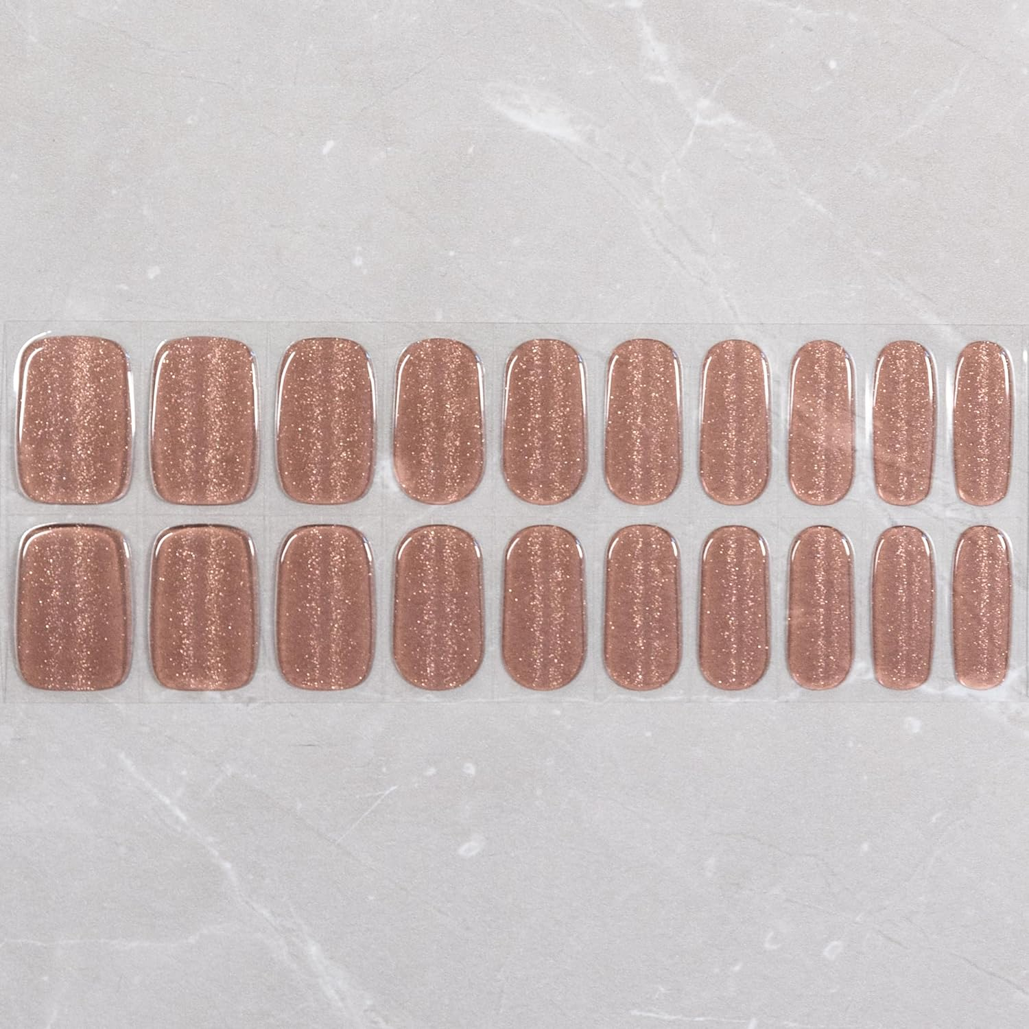 Wilana Gel Nail Stickers - Long-Lasting Semi-Cured Gel Nail Strips - Light Brown Magnet Glitter (Caramel Luxe) image number 4