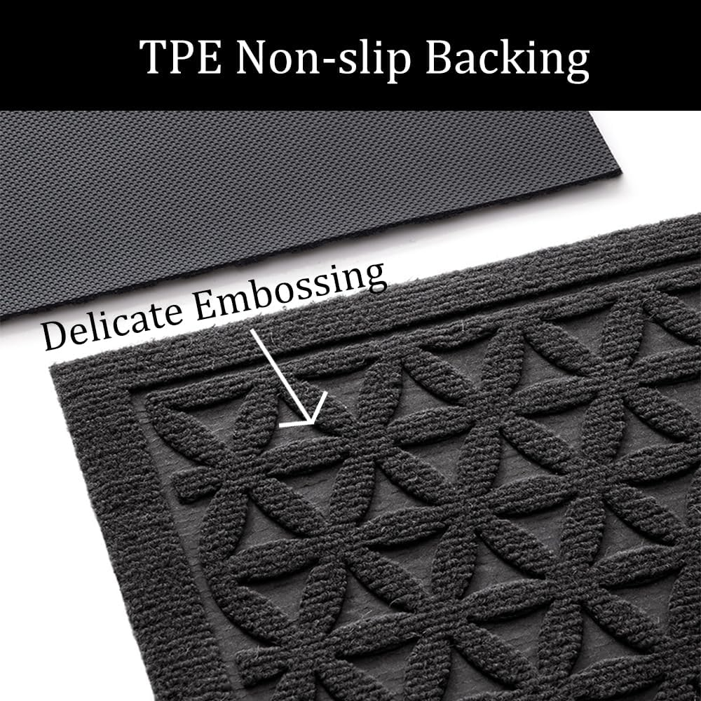 PCSWEET HOME Sturdy Front Door Mat inside Entrance, Entry Doormat Heavy Duty, Welcome Mats Non Slip for inside House Floor Entryway Back Doors Exterior Patio, 17X29, Black (Grey, 45Cm X 75Cm) - Black image number 5