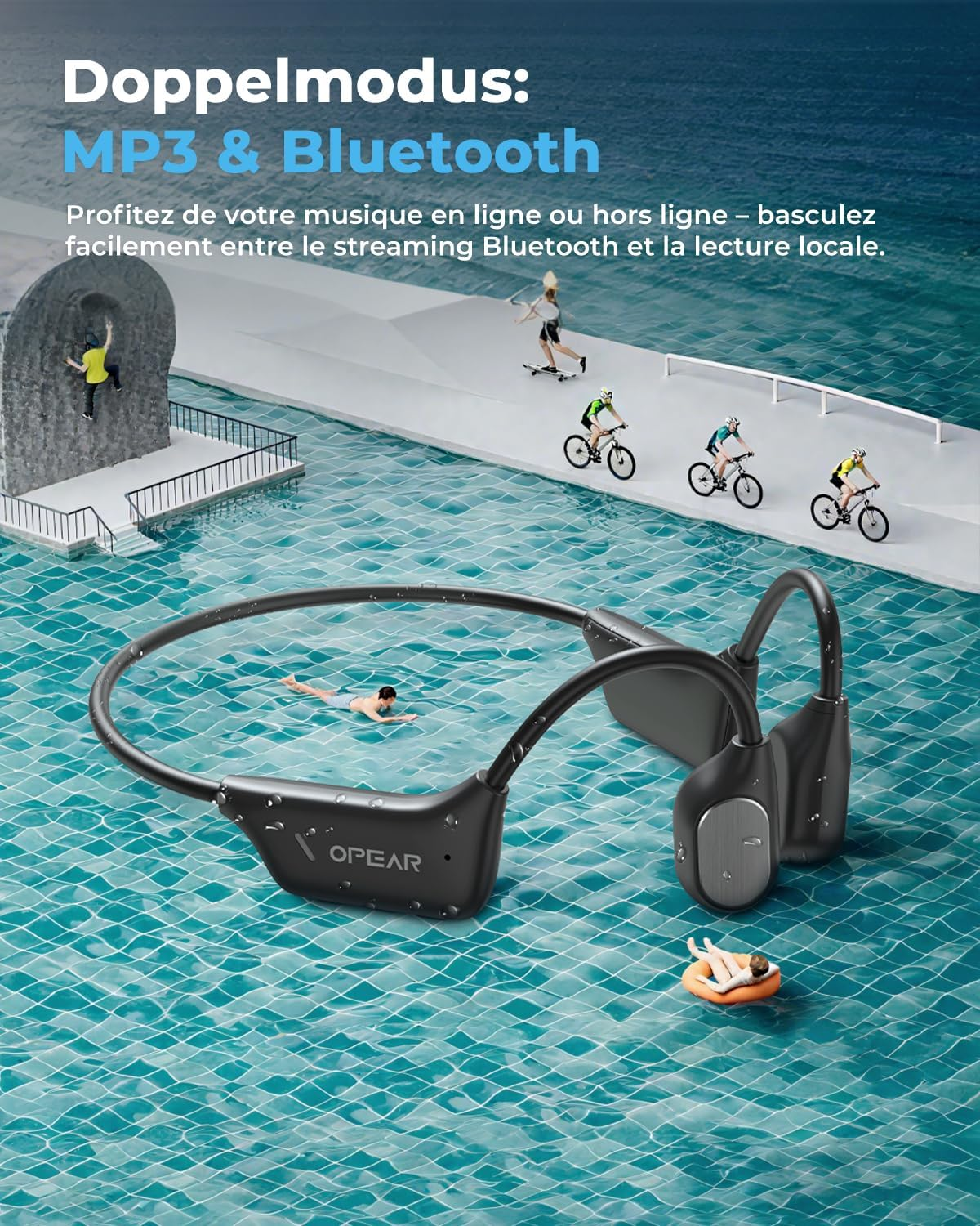Relxhome Bone Sound Swimming Earbuds, 32GB MP3 Memory, Bluetooth 5.4 Open Earbuds, IPX8 Waterproof, 10 Hours Playtime, Swimming, Running image number 5