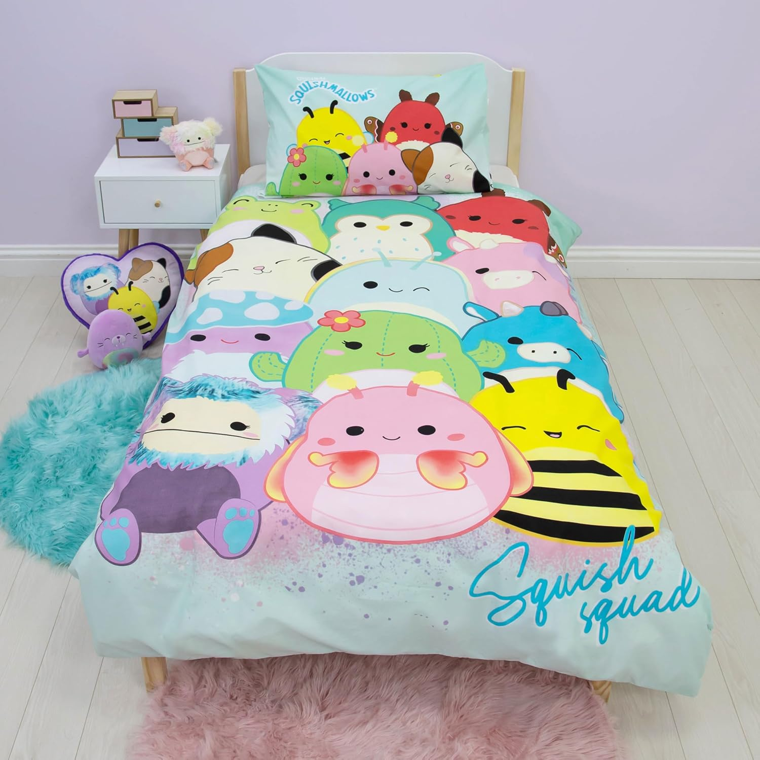 Squishmallows Officially Licensed Flash Design Single Duvet Cover Set | Reversible 2 Sided Characters Bedding Including Matching Pillow Case | Perfect for Kids Bedroom | Polycotton image number 1