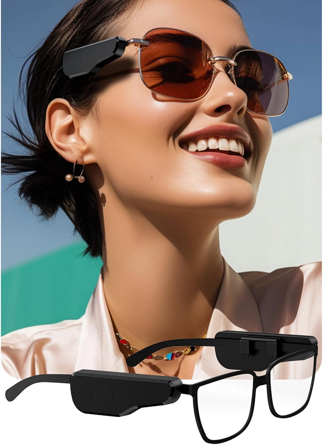 Oxtxuzdm Open Ear Earbuds for Glasses External Glasses Headphones Long Battery Life Rechargeable Bluetooth-Compatible Earphone for Professional