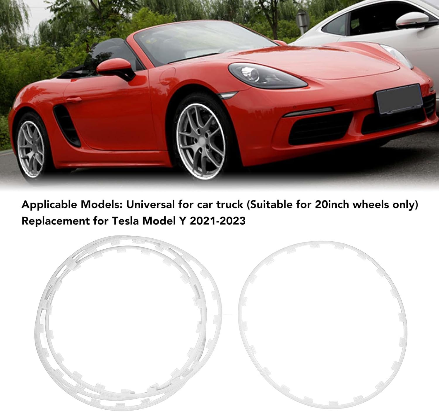 4PCS Car Wheel Rim Protector, 20 Inches Wheel Guard Rim Protecting Trim Ring from Curb Rash, Wheel Edges Trim Accessories, Replacement for Tesla Model Y 2021-2023 (White)