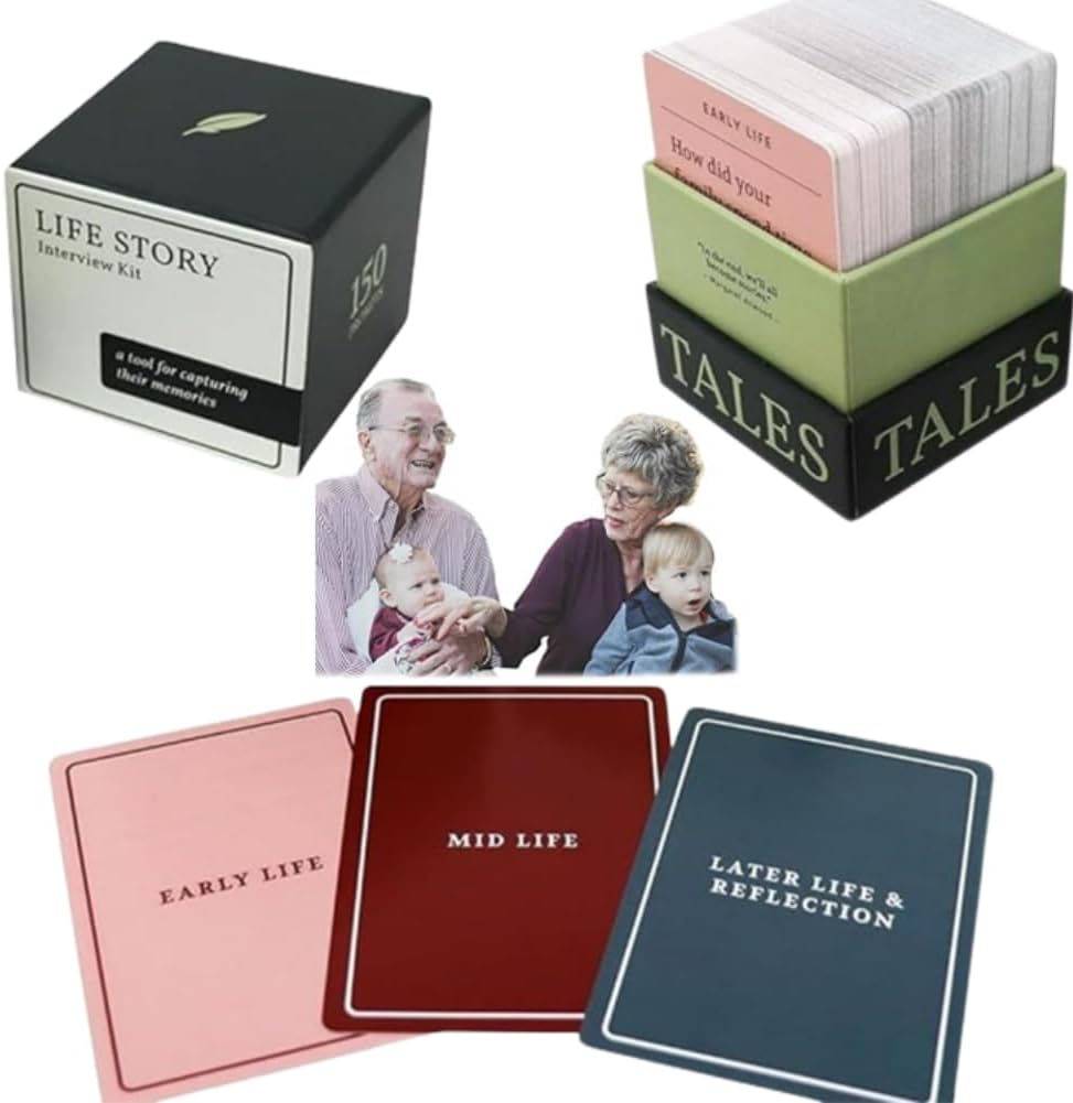 Life Story Interview Kit Cards 150 Pcs, Family Conversation Cards, Get to Know Parents and Grandparents for Family Pictionary Game Night with Curated Question Cards image number 1