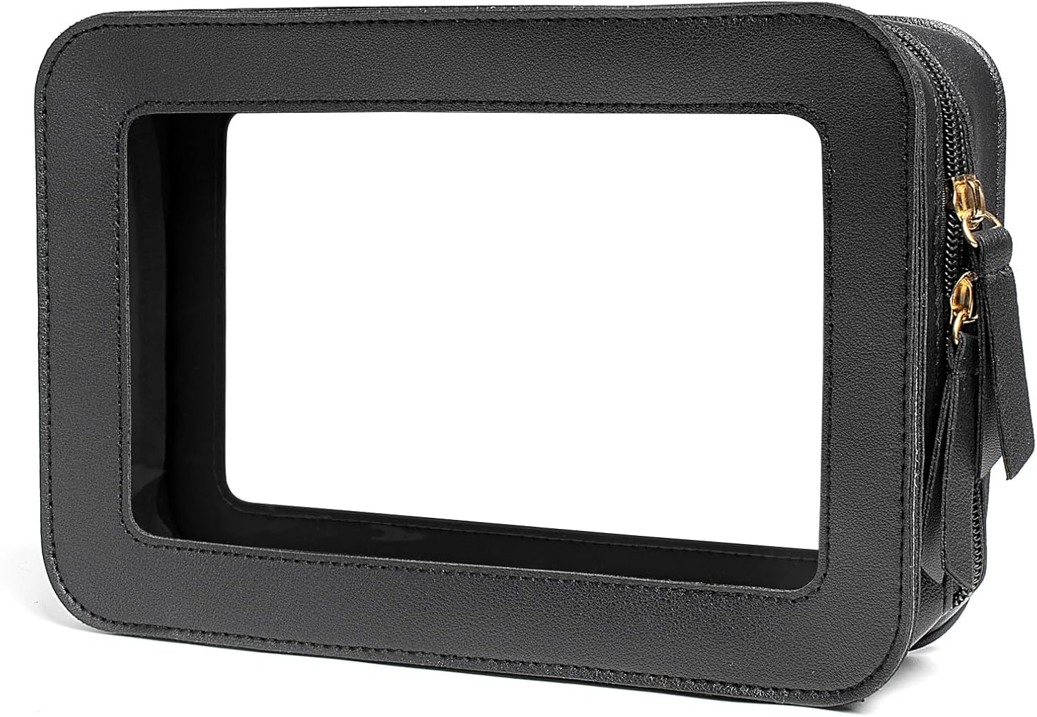 DDPOND Clear Makeup Bag, Travel Toiletry Cosmetic Bag Case Portable Clear Makeup Organizer Transparent Storage Bag Fit Carry-On Travel Car Accessories for Women Men (Large Black)