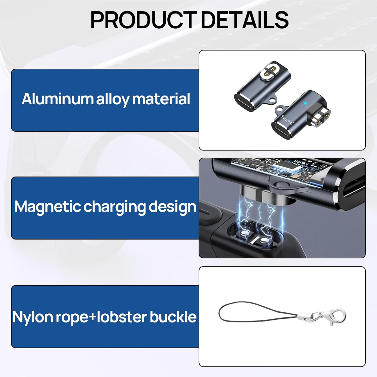 2Pcs Type-C Magnetic Charger Adapter Compatible for Shokz Openrun Pro 2, USB C Headphone Adapter Charging Converter for Aftershokz Aeropex, Shokz Openrun, Openrun Pro, Openrun Mini