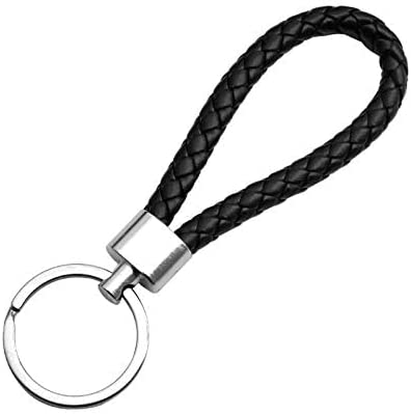 5 Colors Braided PU Leather Strap Keyring Keychain, Leather Keyring, Personalised Keychain, Car Key Chain Ring DIY Rope Keyring for Men or Women