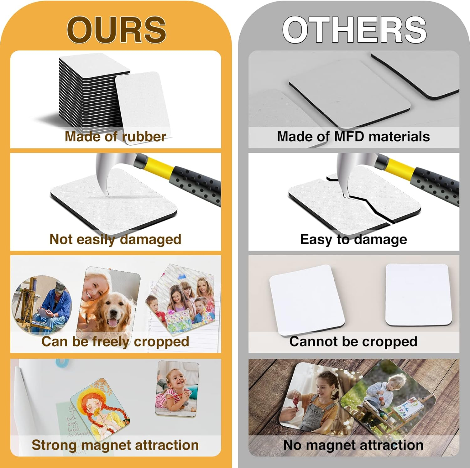 FPVLR 80Pcs Sublimation Magnet Blanks Set, Personalized Refrigerator for Home Kitchen Microwave Oven Decor or Office Calendar with 40PCS Blank Rubber Pad(6X8Cm), DIY Soft Magnetic image number 3