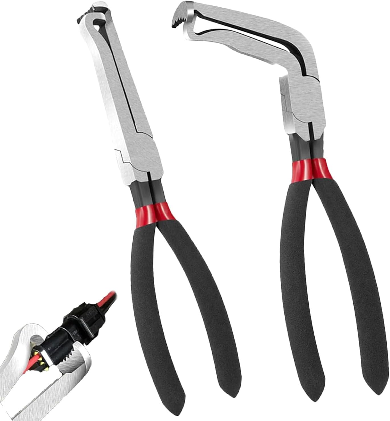 2PCS Automotive Electrical Pliers Set,Carbon Steel Disconnect Tools,Fuel Line Removal Tool,For Fuel Lines and Wiring Clips,Maf Sensor and Ignition Coil Removal image number 5