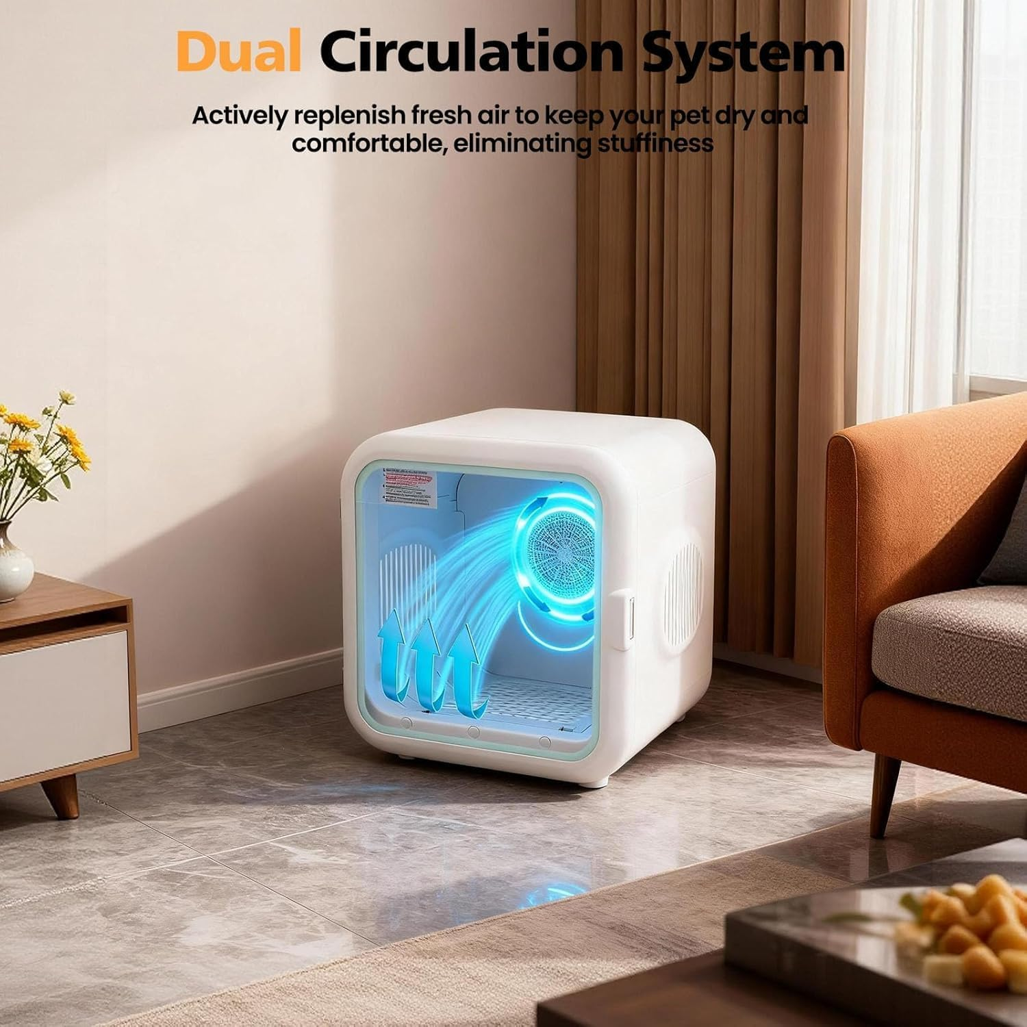 62L Pet Cat Dryer Box, 360&deg; Efficient Automatic and Quiet Box with Smart Temperature Control, Ideal for Cats and Medium Dogs (White New)