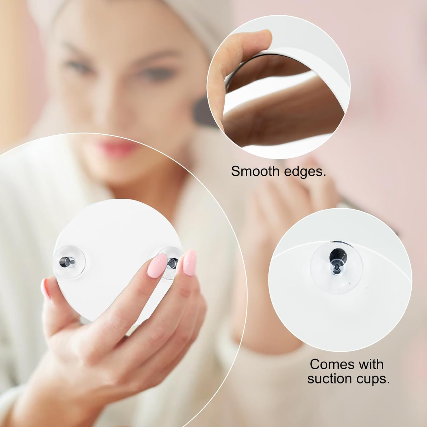 30X Magnifying Mirror, 3.5 Inches Magnifying Mirror with Suction Cup and 2Pcs Tweezers, Stick on Shower Mirror Travel Pocket Magnifying Mirror Plucking Eyebrows Mirror Set -White - White image number 6