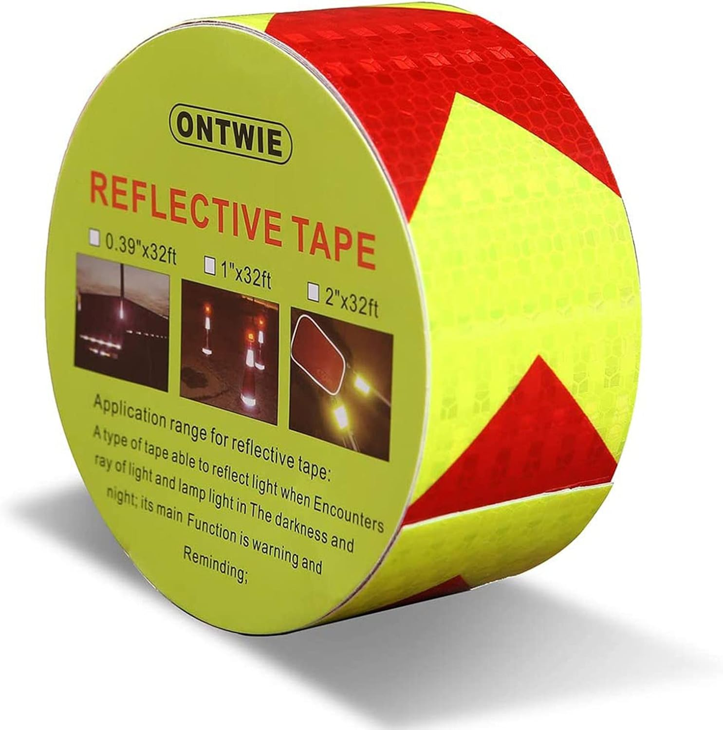 2" X 33Ft Reflective Tape Safety, ONTWIE Reflective Warning Sticker Hazard Caution Tape Strong Reflectivity High-Adhesive Bright Safety Reminder Tool - Yellow/Black
