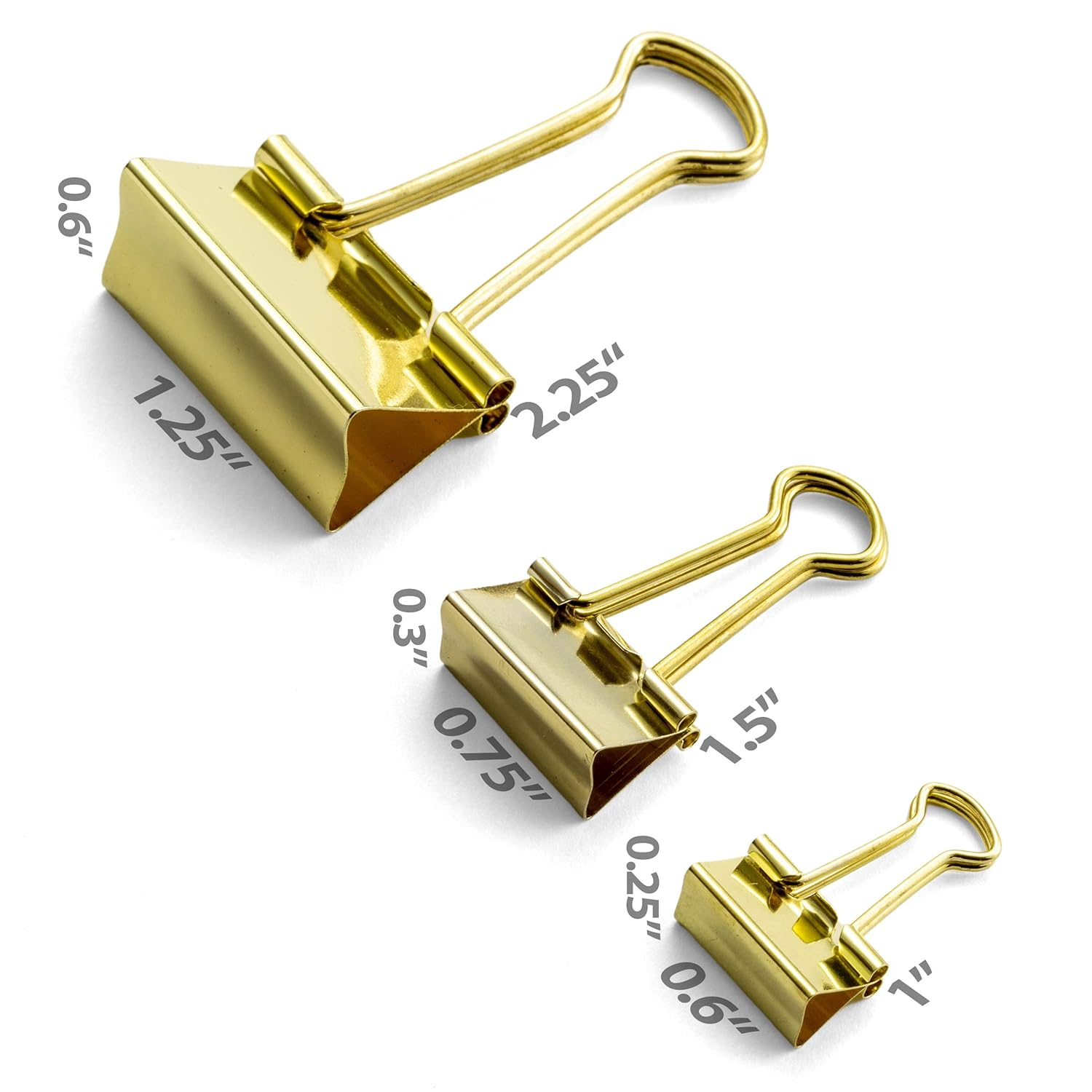 Officemate Binder Clips, Gold, Assorted Sizes, 30 Clips in Tub (31022) image number 2