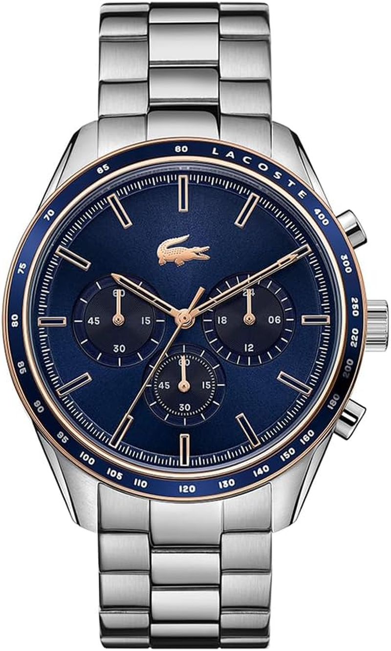 Lacoste Boston Collection Men'S Quartz Chronograph Watch with Stainless Steel or Leather Strap image number 5