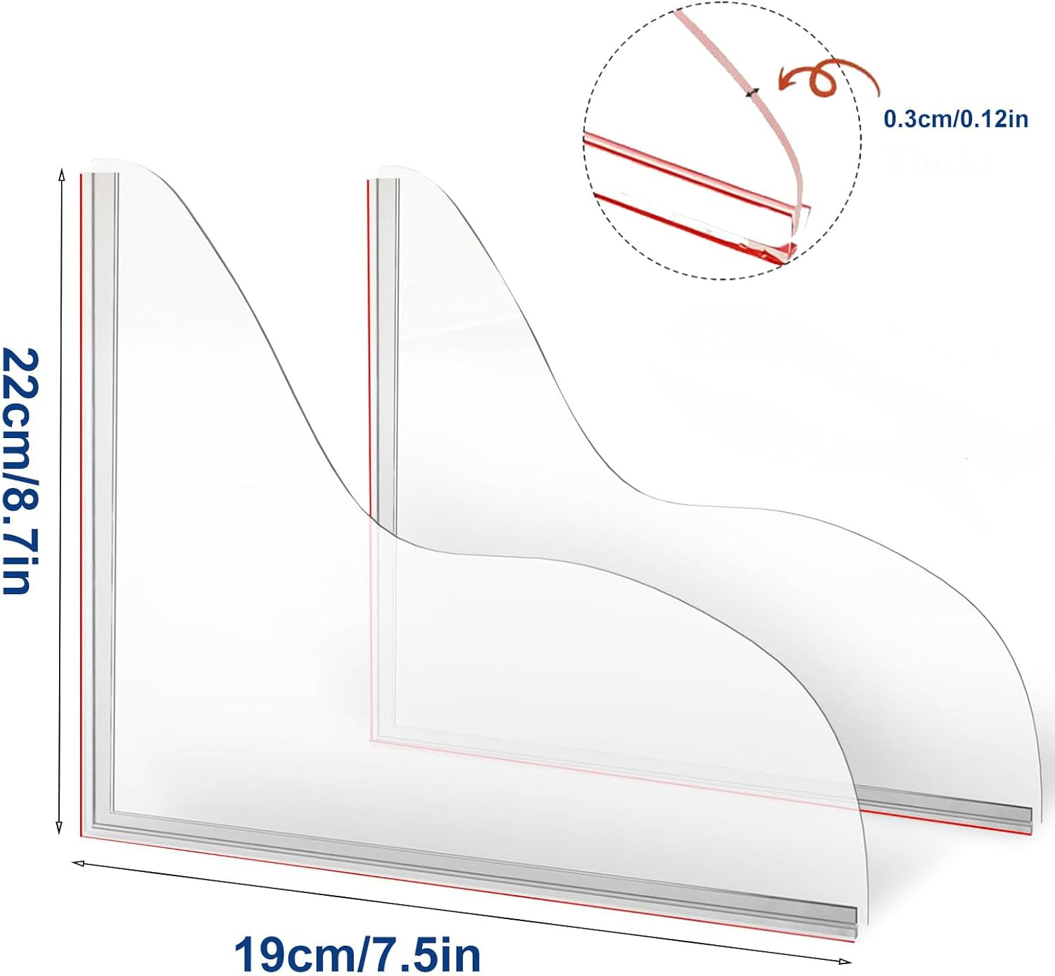 2 Pack Bathroom Shower Splash Guard Kit,Shower Corner Water Guard for Tub, to Keep Water in Shower Bath,For Bathtub Waterproof Self-Adhesive, Easy Installation, Removable, (8.66 X 7.48 Inches)