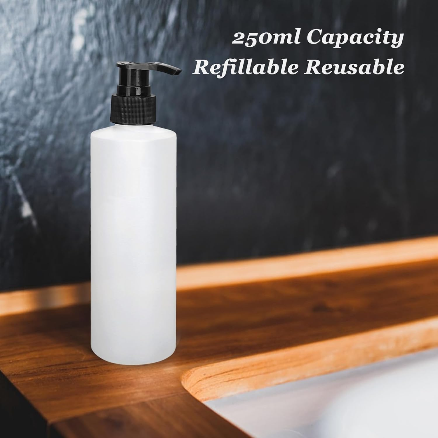 Plastic Pump Bottle Dispenser, 2Pcs 250Ml Refillable Empty Bottle Container with Pump for Massage Essential Oil, Soap, Shampoo, Lotions, Liquid Body Soap, Aromatherapy & More image number 3
