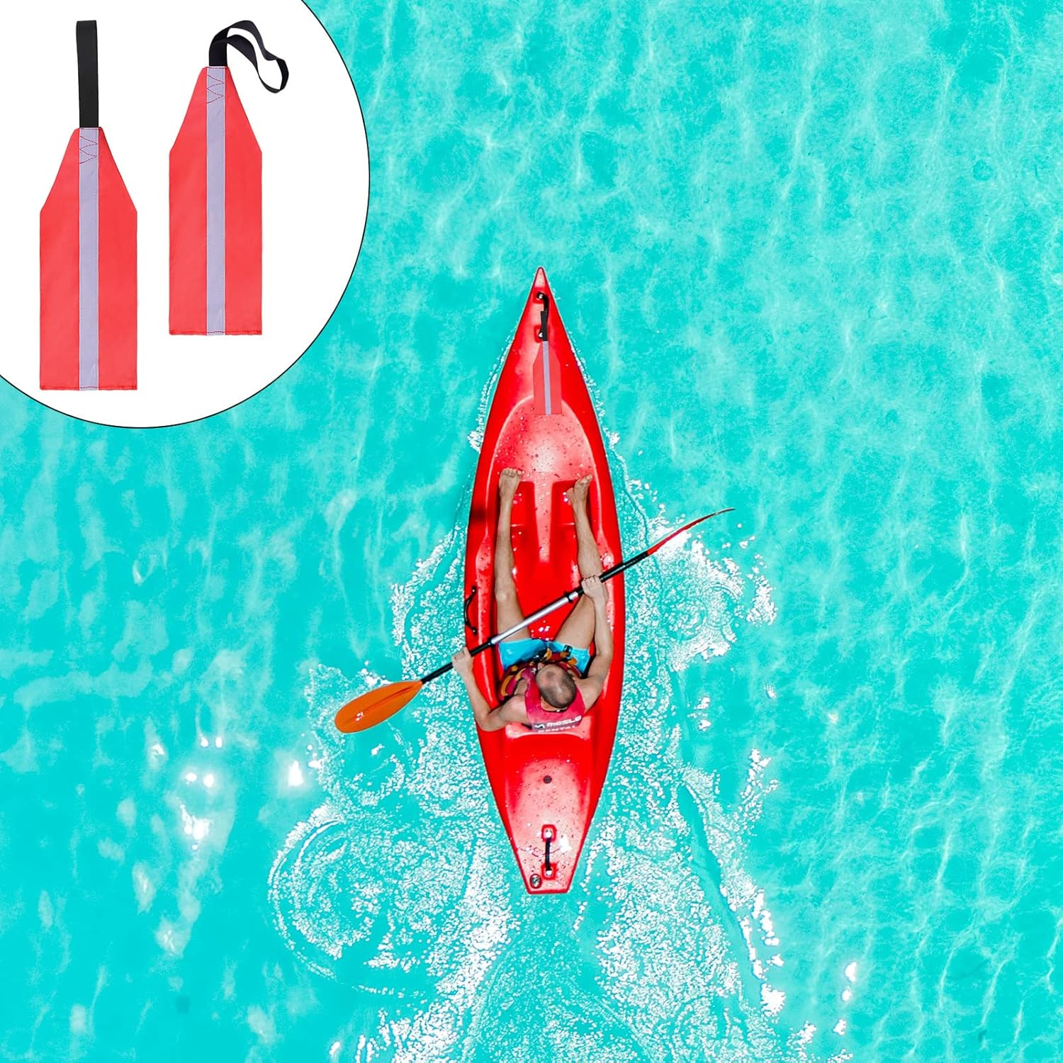 Safety Travel Flag for Kayak Canoe Safety Flag Kayak Trailer Flag Kayak Travel Flag Kayak Accessories Safety Flag Reflective Kayak Warning Flag Red Safety Flag for Kayak Sup Towing image number 5