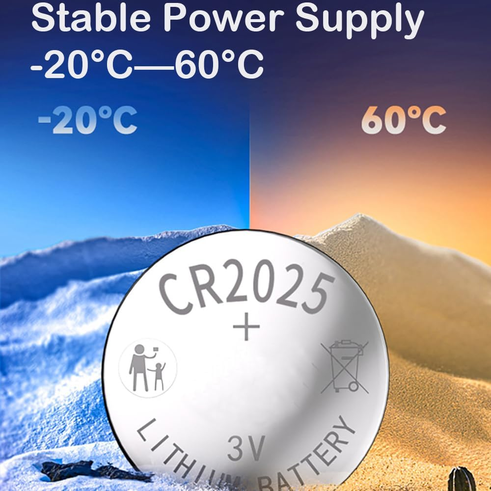 CR2025 Lithium Battery 3 Volt Lithium Coin Cell 2025 Batteries 10 Pack in Original Packaging for Watch, Car Key, Calculator, Electronic Scale