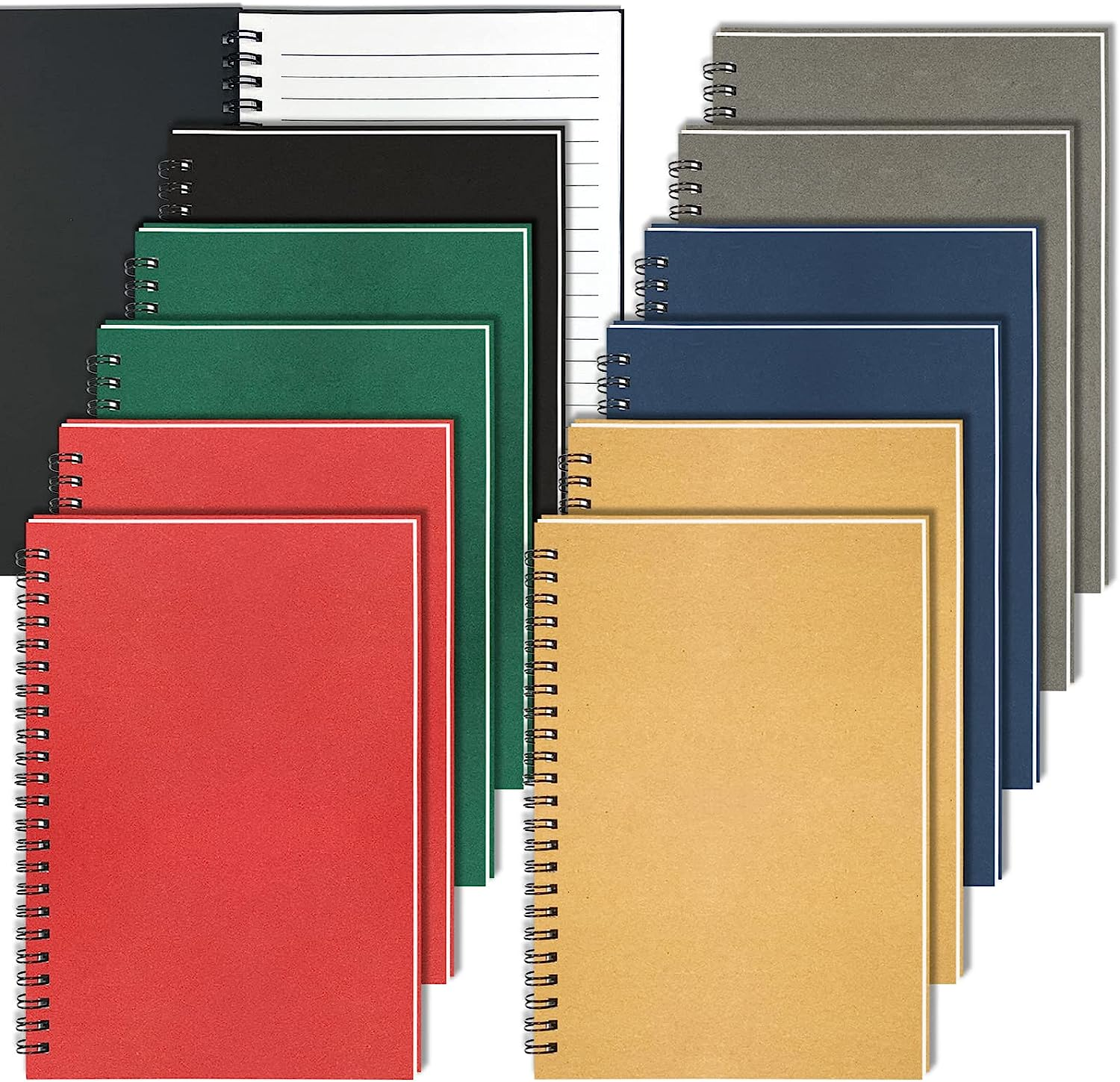 6-Pack Spiral Notebook A5, 70Gsm 120 Pages 8Mm Lined 21X14.5Cm Assorted Colors Soft Cover Kraft Spiral Journals A5 Notebook Side Opening Notepad for Home Office Project Writing School Gifts