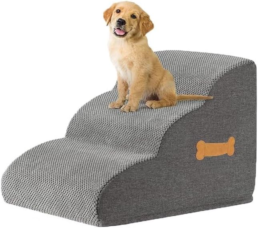 3-Tiers Dog Stairs Ramp for Beds Couches Extra Wide Pet Steps with Durable Non-Slip Waterproof Fabric Cover, Dog Slope Stairs for Small Dogs and Cats or Pets Friendly image number 6