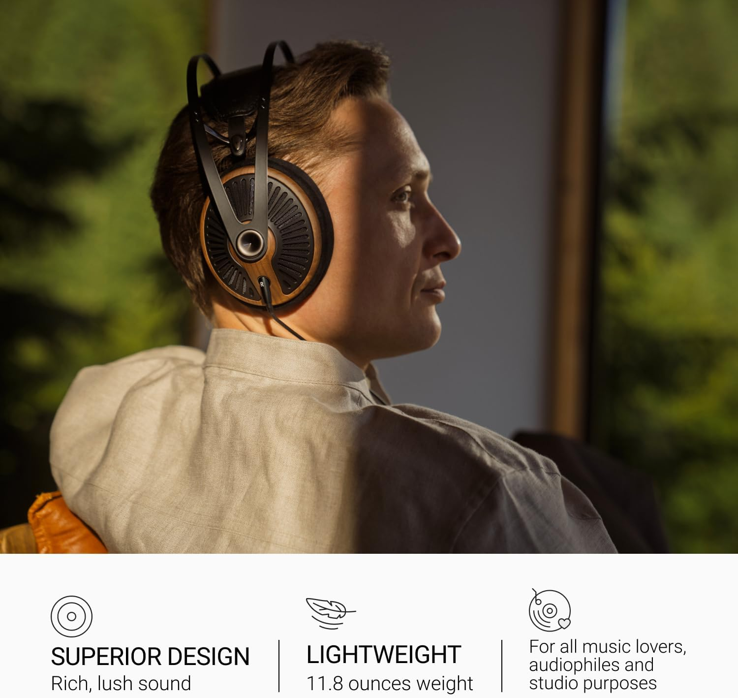 MEZE AUDIO 105 Silva | Wired Over-The-Ear Lightweight Audiophile Open-Back Headphones | 50Mm Dynamic Drivers | Low Impedance 42 Ohms | Cables and Carrying Pouch Included image number 1