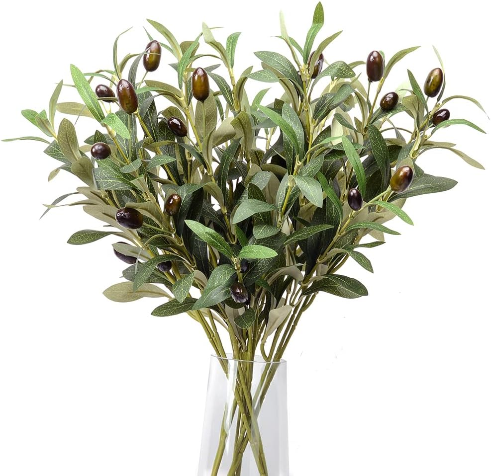 DVGUN 5 Pack Olive Branches Artificial Plants Greenery Stems Olive Leaves Fake Fruits Silk Plants image number 4