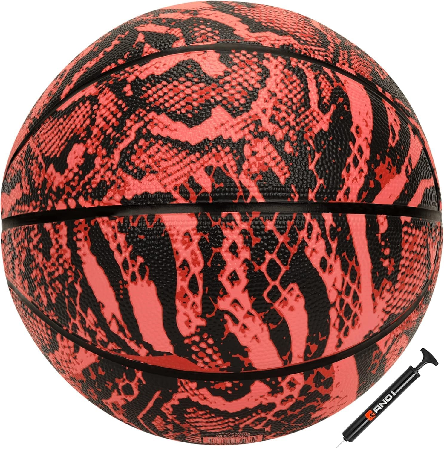 AND1 Chaos Basketball: Official Regulation Size 7 (29.5 Inches) Rubber - Deep Channel Construction Streetball, Made for Indoor Outdoor Basketball Games - Blue/Black Jungle image number 7