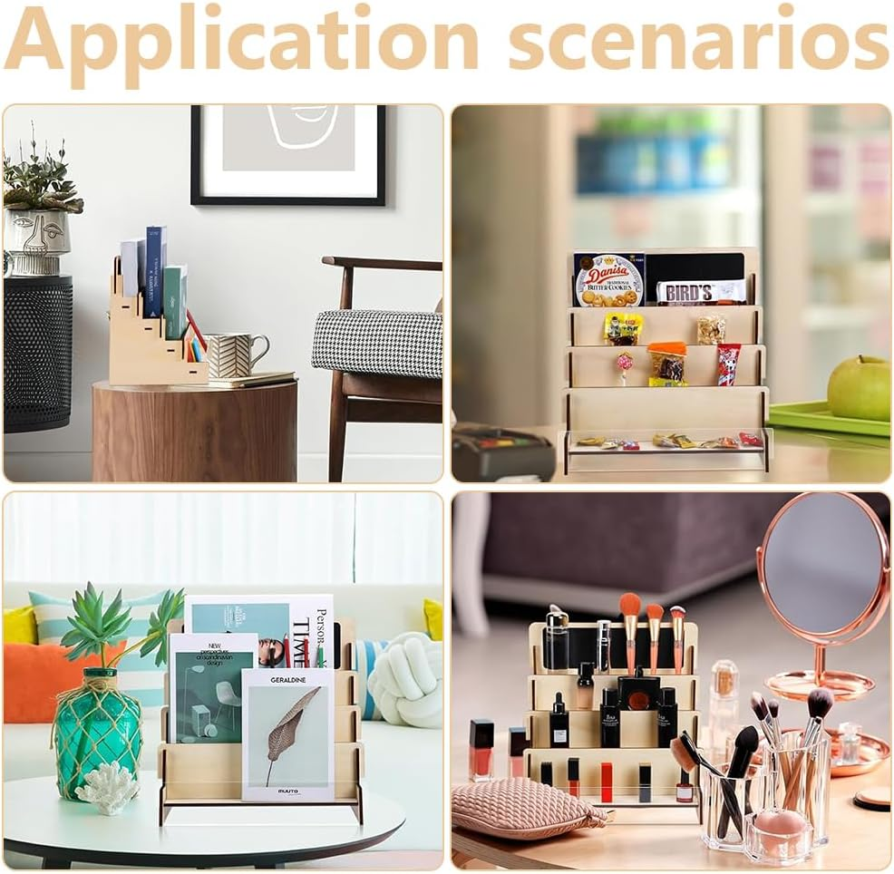 Greeting Card Display Stand,Postcard Display Stand,Stickers Display Stand,Card Organizer Shelf, for Picture Photos Birthday Cards,For Collector, Pictures, Brochure,4-Tier image number 2