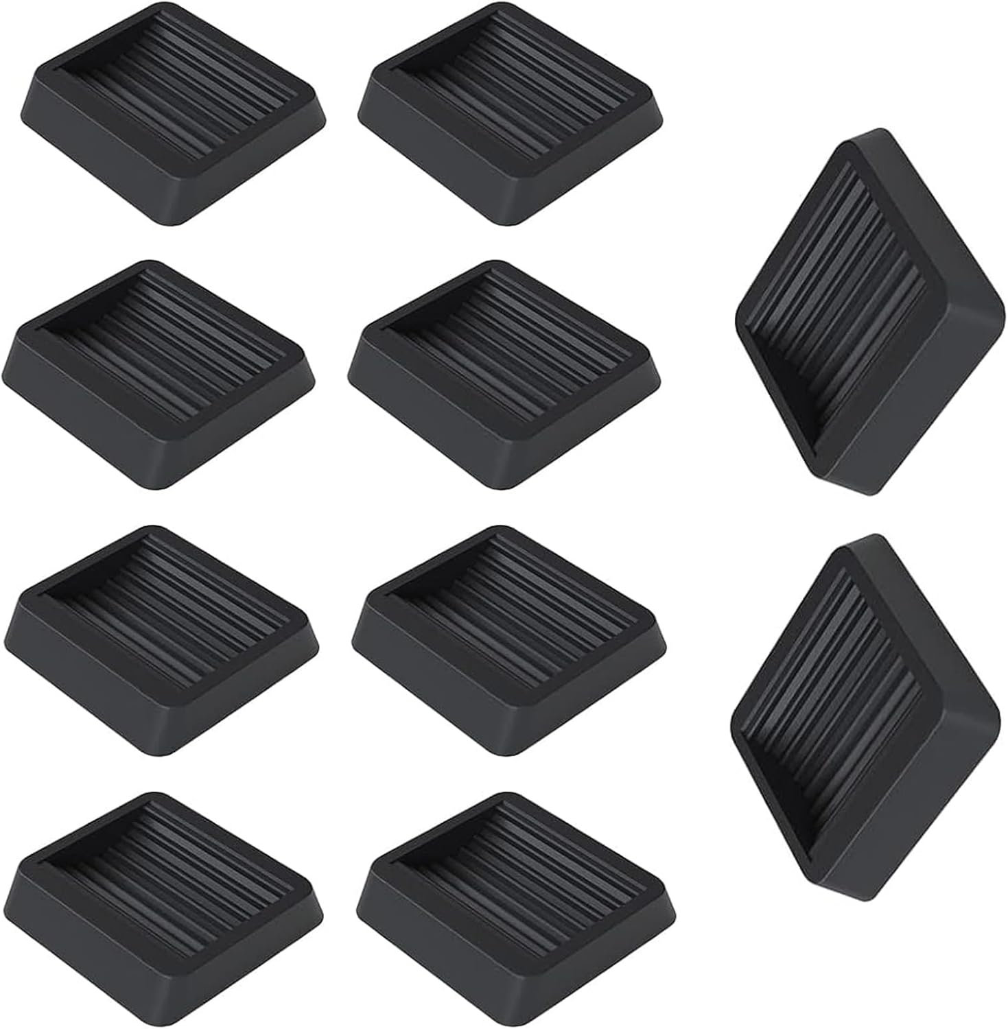 10Pcak Black Furniture Pads Rubber Caster Cups, Wheel Stoppers to Prevent Sliding for Sofa Bed Hardwood Floor House Office Chair Wheels 3.15In image number 6