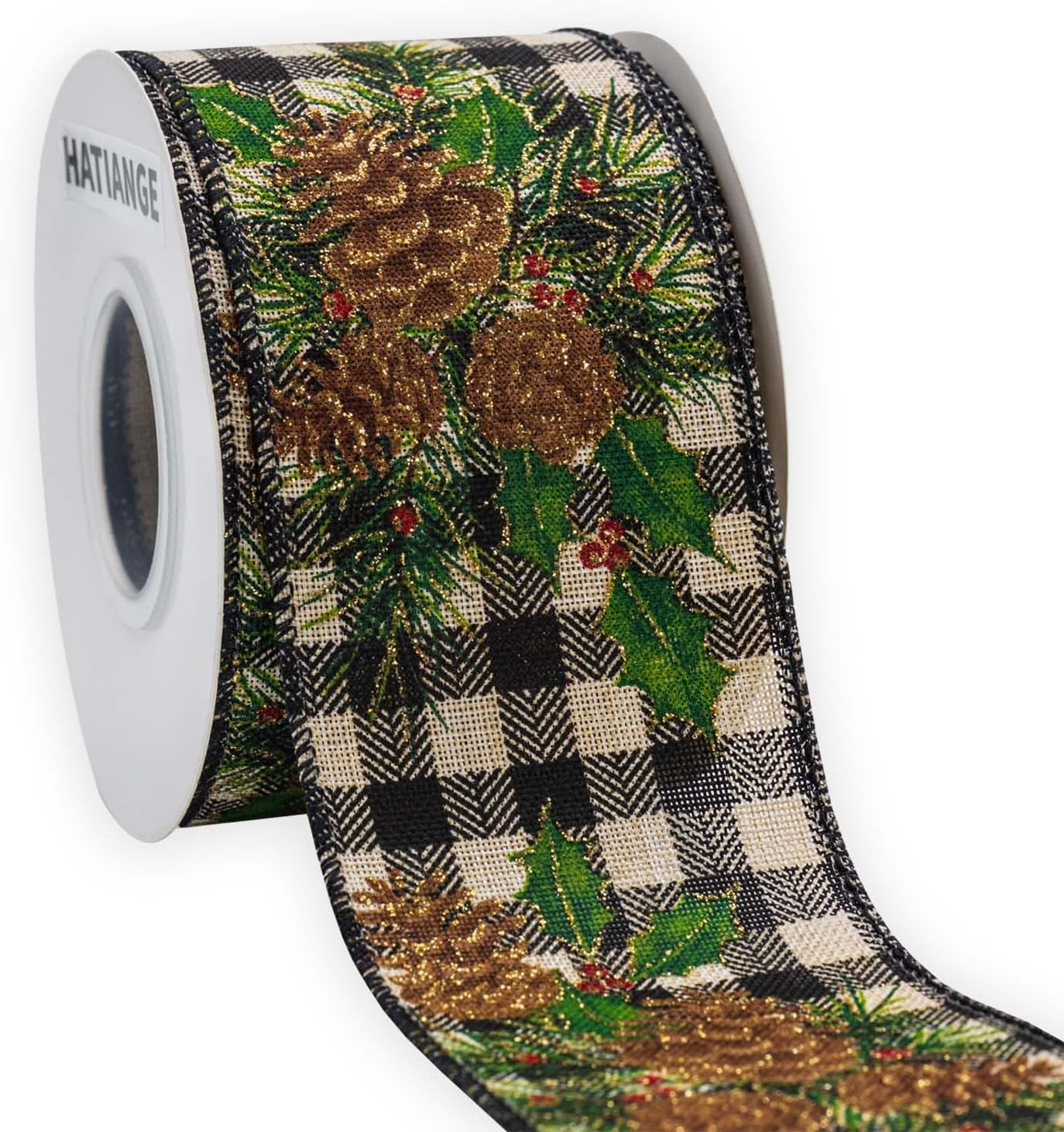 HATIANGE Fall Burlap Wired Ribbon Orange Plaid Autumn Harvest Ribbon Wired Edge Wrapping Ribbon for Wreath Floral Bows Craft Decor, 2-1/2 Inch X 11Yards