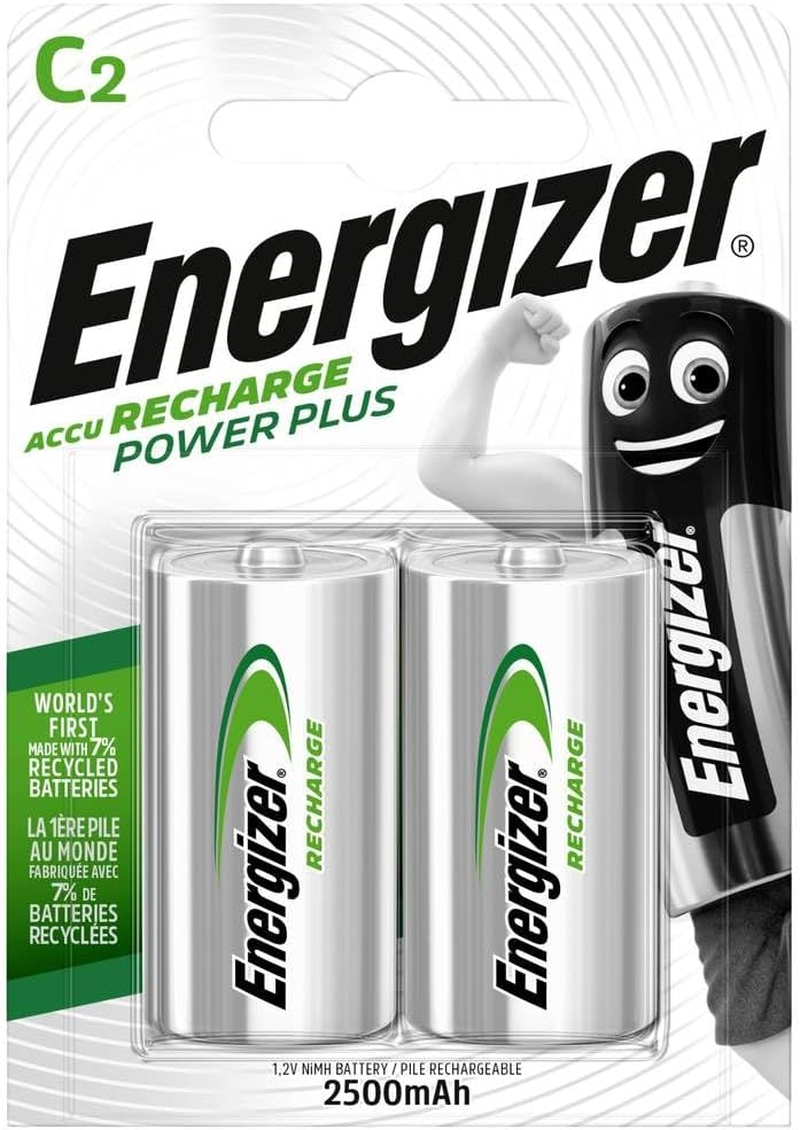 Energizer Rechargeable Batteries D, Recharge Power Plus, Pack of 2