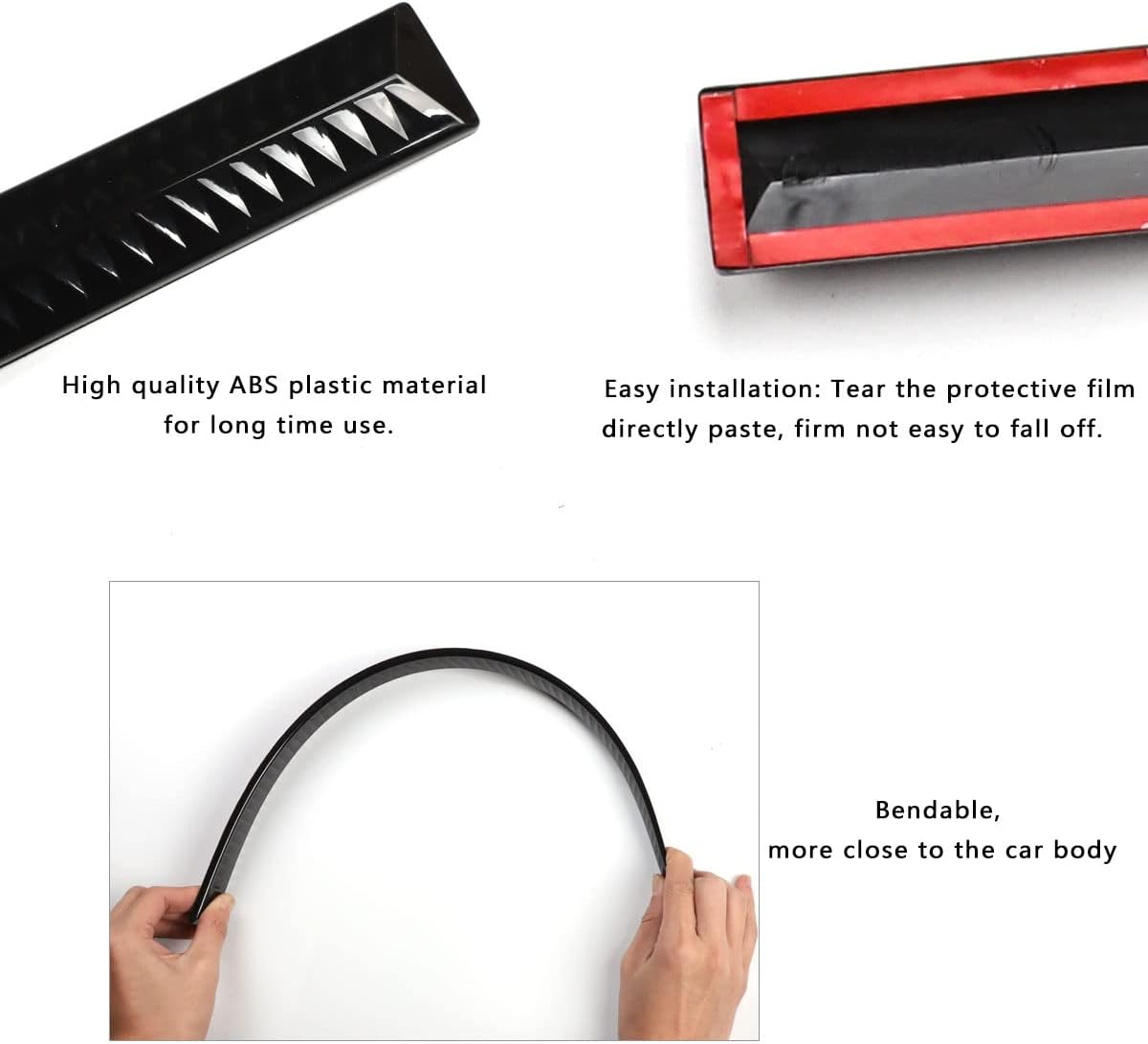 Xmuxhai 4PCS Dent Prevent Car Door Protector,Door Molding Trim Kit Strips,Universal Door Protector Automotive Molding Trim,Prevents Dents Scratches,Bright (Black) image number 4