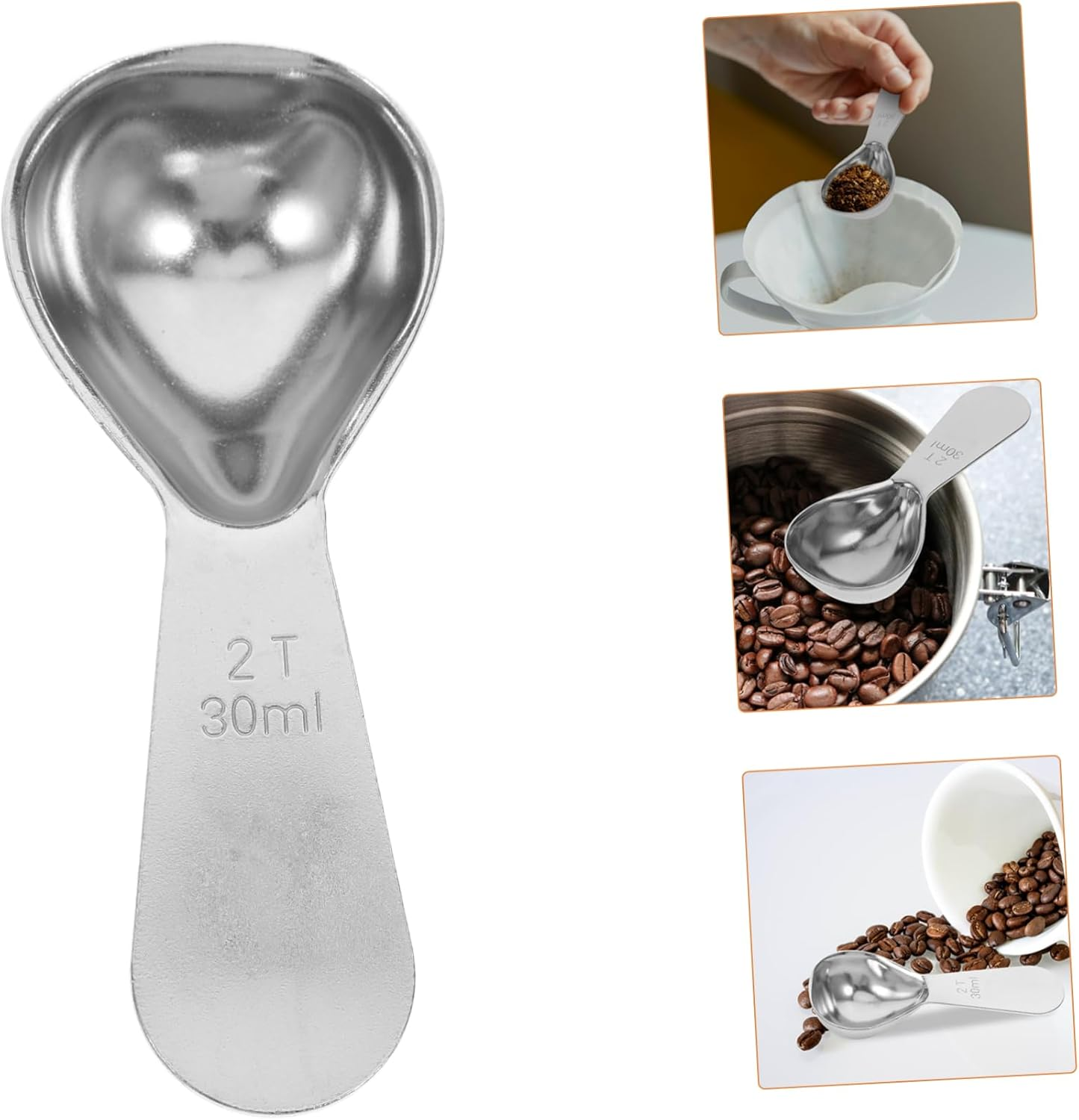 COLLBATH 2Pcs Stainless Measuring Spoon Short Handle Precision Scoop for Ground Coffee Milk Powder Tea Kitchen Tool for Accurate Measurements image number 1