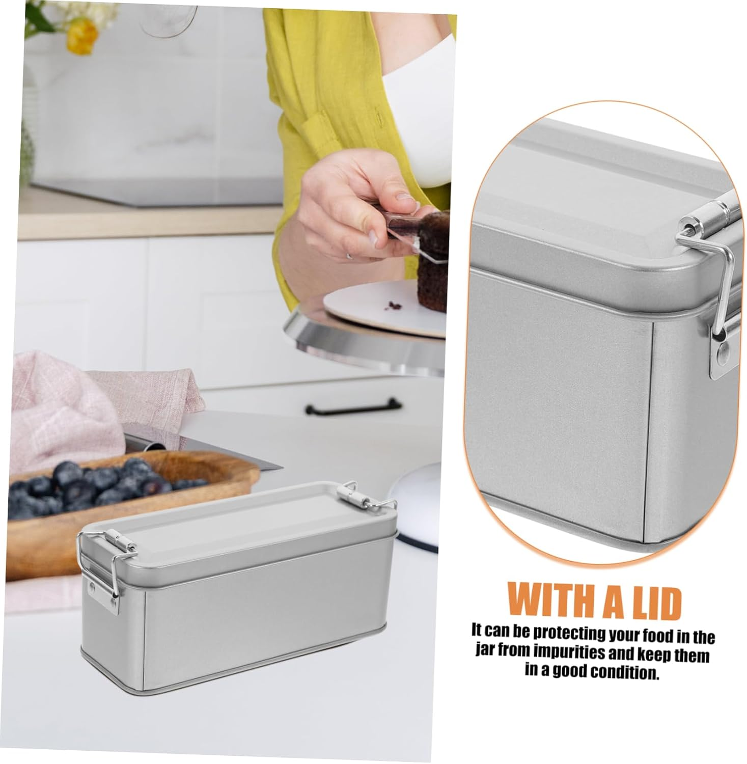 Mikinona Tinplate Candy Box with Lid Metal Tins for Cookies Decorative Storage Boxes Home Decor image number 3