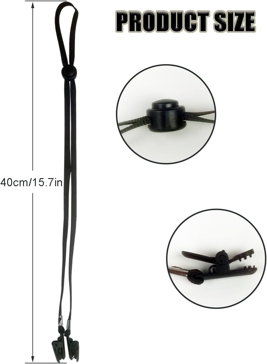 GAQWOK Hat Strap 2PCS, Adjustable with Clips, Very Suitable for Outdoor Activities, Anti-Lost and Anti-Wind (Black), Black