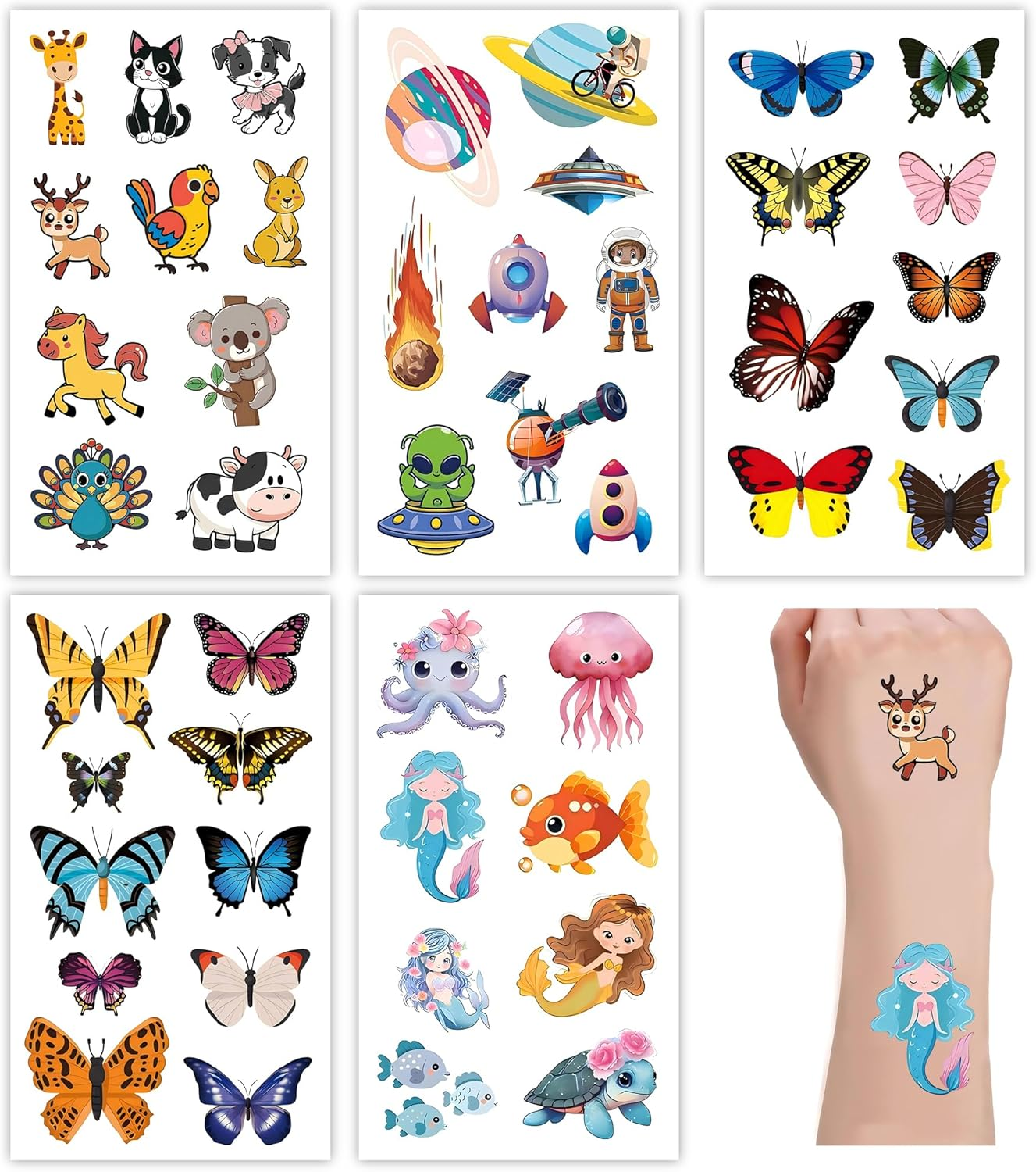20 Sheets Temporary Tattoo Fake Tattoos Cute Pattern Stickers Markers for Children Kids Toddlers Boys Girls image number 4