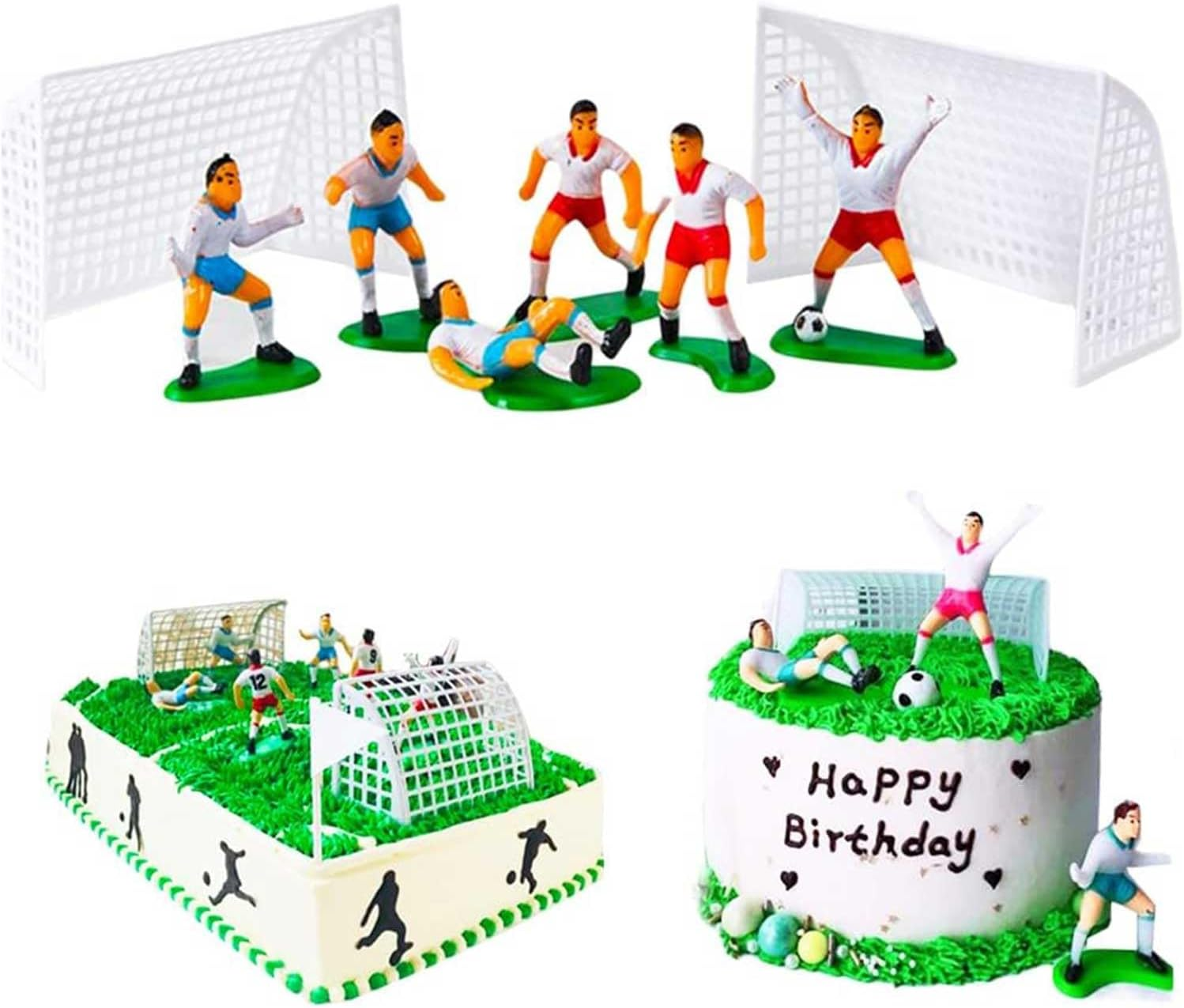 8 Pcs Soccer Cake Topper, Players Toys Football Decorations for Party Theme, Men Boy Birthday Cupcake Topper image number 3