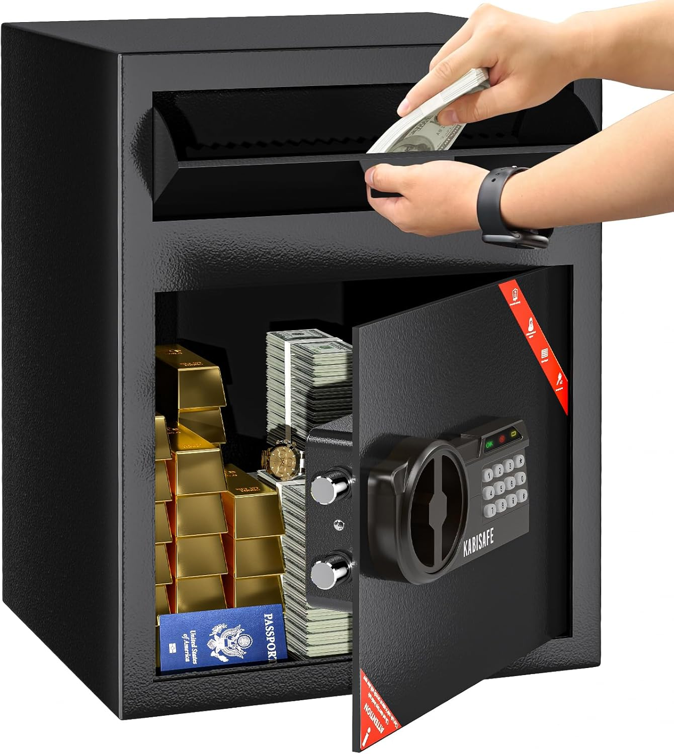 KABISAFE Depository Safe with Drop Slot, 3.0 Cu Ft Large Cabinet Anti-Theft Cash Drop Safe with Digital Keypad Lock, Business Security Safe Box with Alarm Function for Home Office image number 2