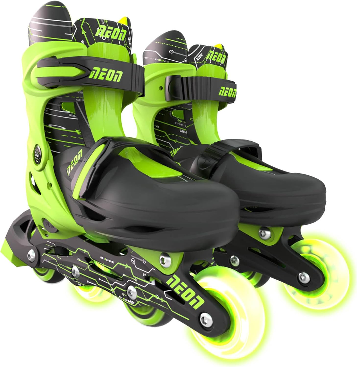 Yvolution Quad and Inline Skates Neon Combo 2-In-1 Skates for Kids with LED Wheels | Browning Box Adjustable Sizing image number 1