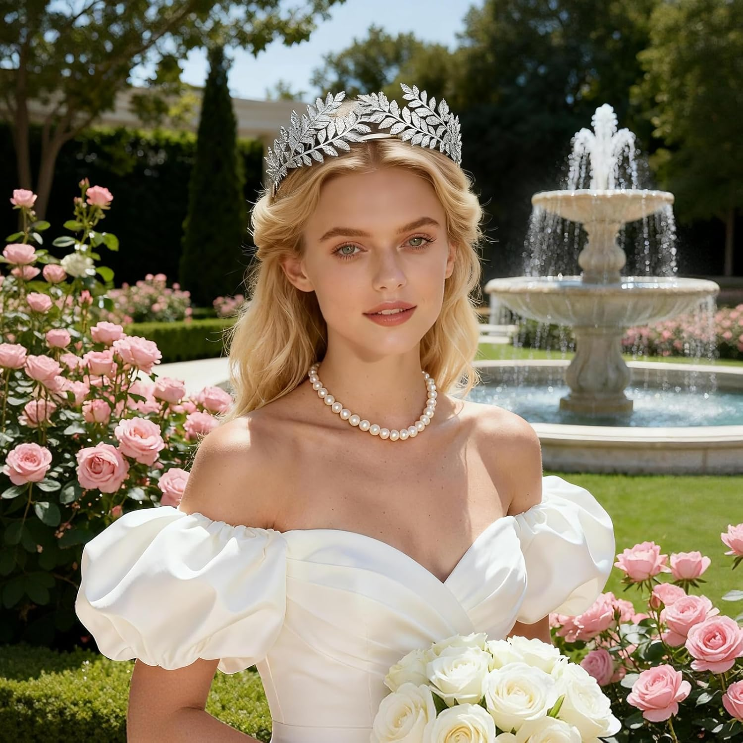 Laurel Wreath, Roman Goddess Headband, Goddess Headband, Laurel Wreath Headpiece, Roman Leaf Crown, Accessories Roman, Headpiece Bride, Suitable for Cosplay, Wedding, Party, Silver image number 1