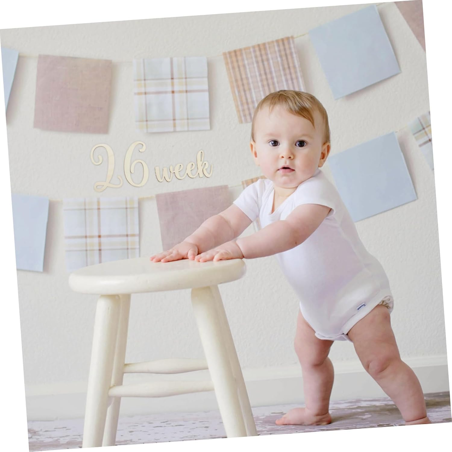 Yardwe 19Pcs Wooden Milestone Cards Newborn Photography Props Monthly Growth Milestone image number 6
