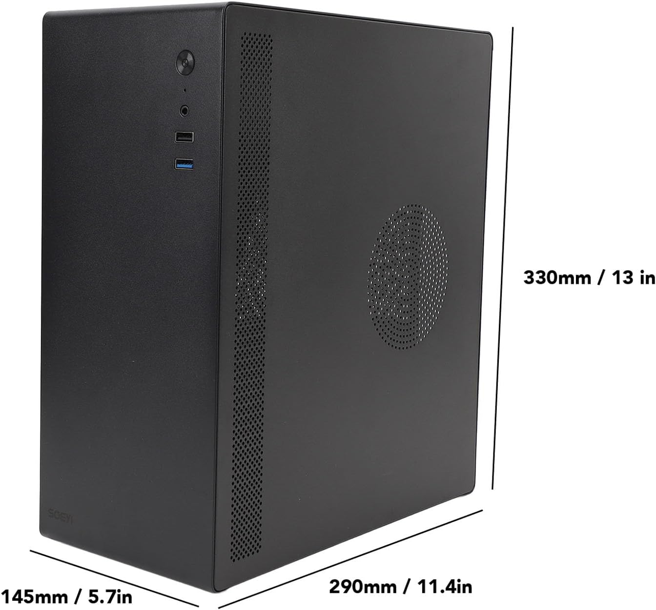 Full Black Steel Desktop Gaming PC Case, Tower Computer Chassis for MATX ITX Gaming Workstation image number 1