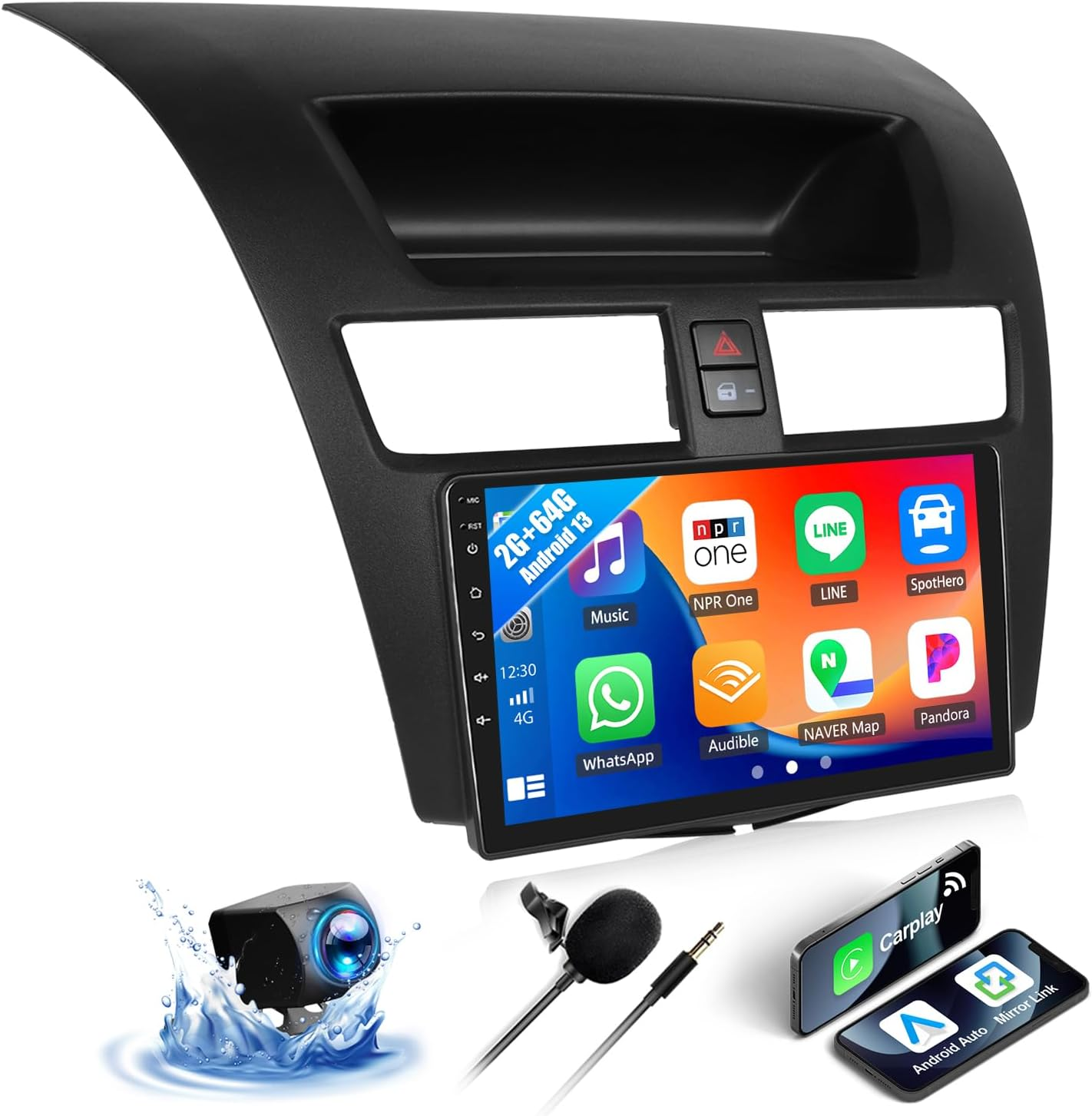 SIXWIN Android Car Stereo for Mazda BT-50 2011-2020 with Wireless Carplay Android Auto Mirror Link 2G+64G 9 Inch Touchscreen Bluetooth GPS Navigation Wifi FM Backup Camera MIC image number 2