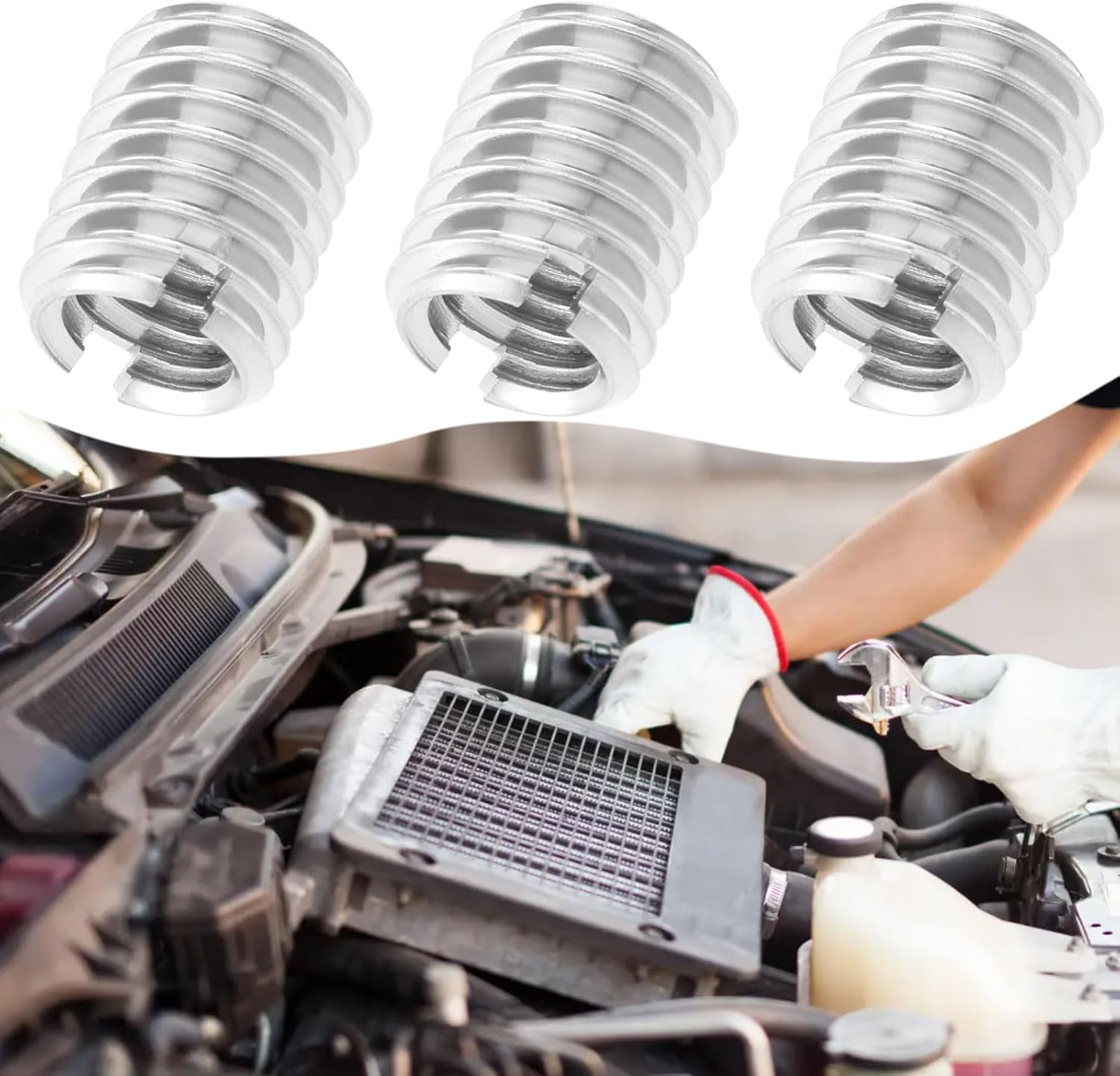 YINETTECH 20Pcs M8 to M6 Threaded Repair Insert Nut, Male Thread M8 X 1.25 and Female Thread M6 X 1.0 Length 10MM Conversion Reducer Nut Stainless Steel Slotting Thread Adapter image number 4