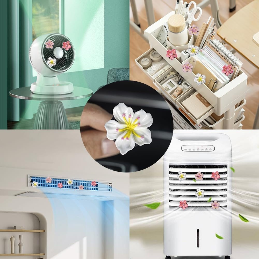 Cute Car Air Fresheners Vent Clips 6 PCS, Flower Air Vent Clips Pink Car Accessories Interior Aesthetic Women Automobile Air Conditioning Vents Decorations image number 5