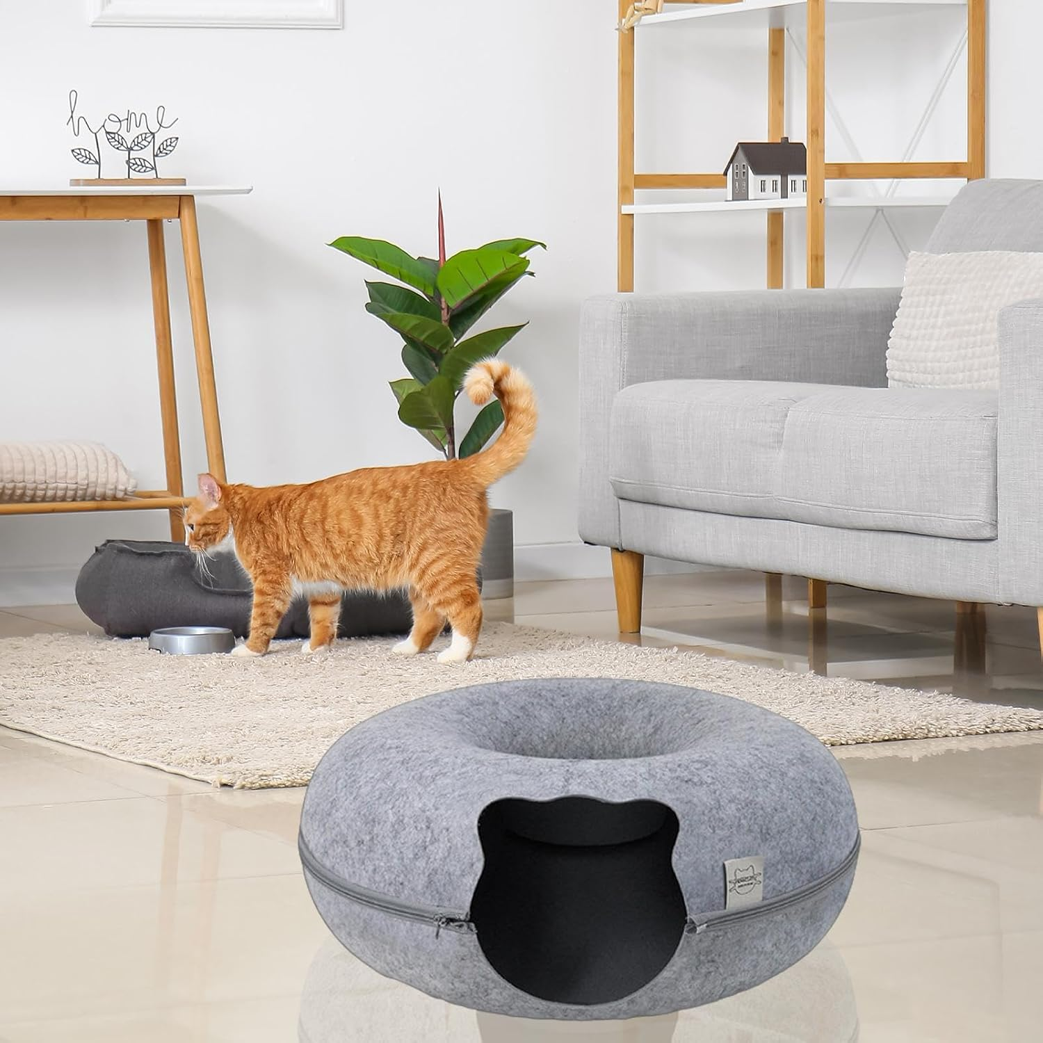 Cat Tunnel Bed, Cozy Cat Cave, Washable Large Cat Bed Cave, Cat Hideaway, Tunnel Cat Nest, Removable Cat Hideaway Cat Bed Cave for Small Pets, Rabbits, Kittens